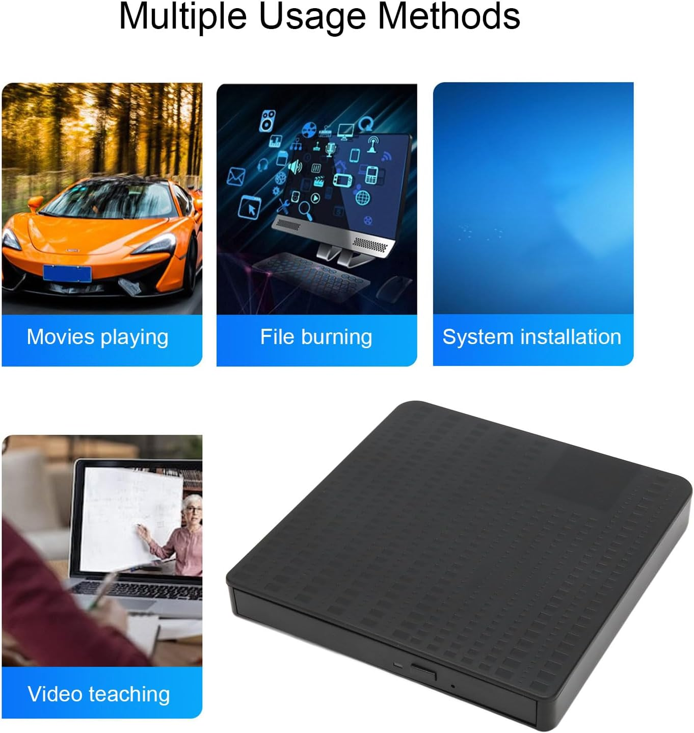 External CD DVD Drive for Laptop External Cd Drive for Laptop, Dual Interface External CD DVD Drive, Silent Reading Burner Disk Duplicators image number 5