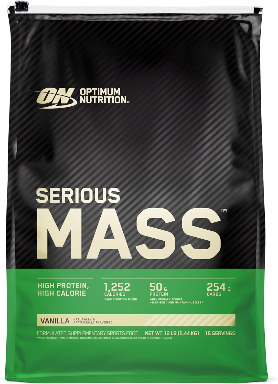 OPTIMUM NUTRITION Serious Mass Protein Powder Gainer, Vanilla, 5.44Kg image number 1
