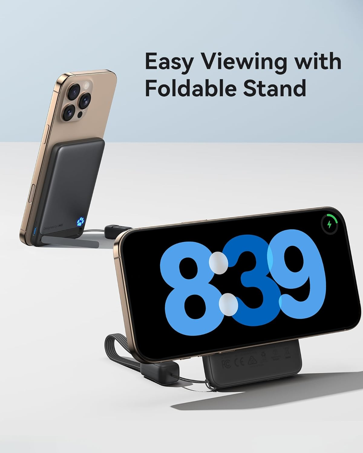 INIU Power Bank, Slim Qi2 Certified 5000Mah 20W Magnetic Portable Charger, USB C In&Out Wireless Battery Pack Phone Charger, Only for Iphone 16/15 / 14/13 / 12 Pro Max plus Series [Pastel Blue] image number 6