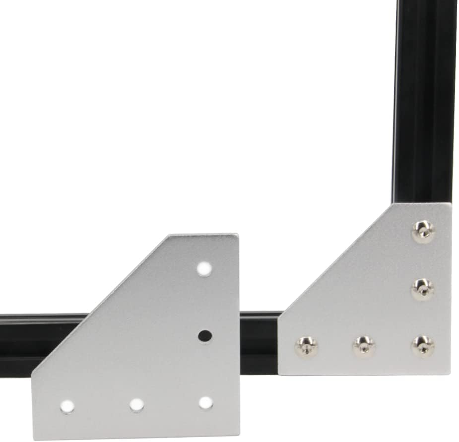 Zeberoxyz 8Pcs/Kit Silver L Shape Corner Bracket Plate with Screws and T-Nuts, 5-Hole 90 Degree Joint Board Plate for 3030 Series Aluminum Profile 3D Printer Frame (3030 Series Silver-L with Nut) image number 1