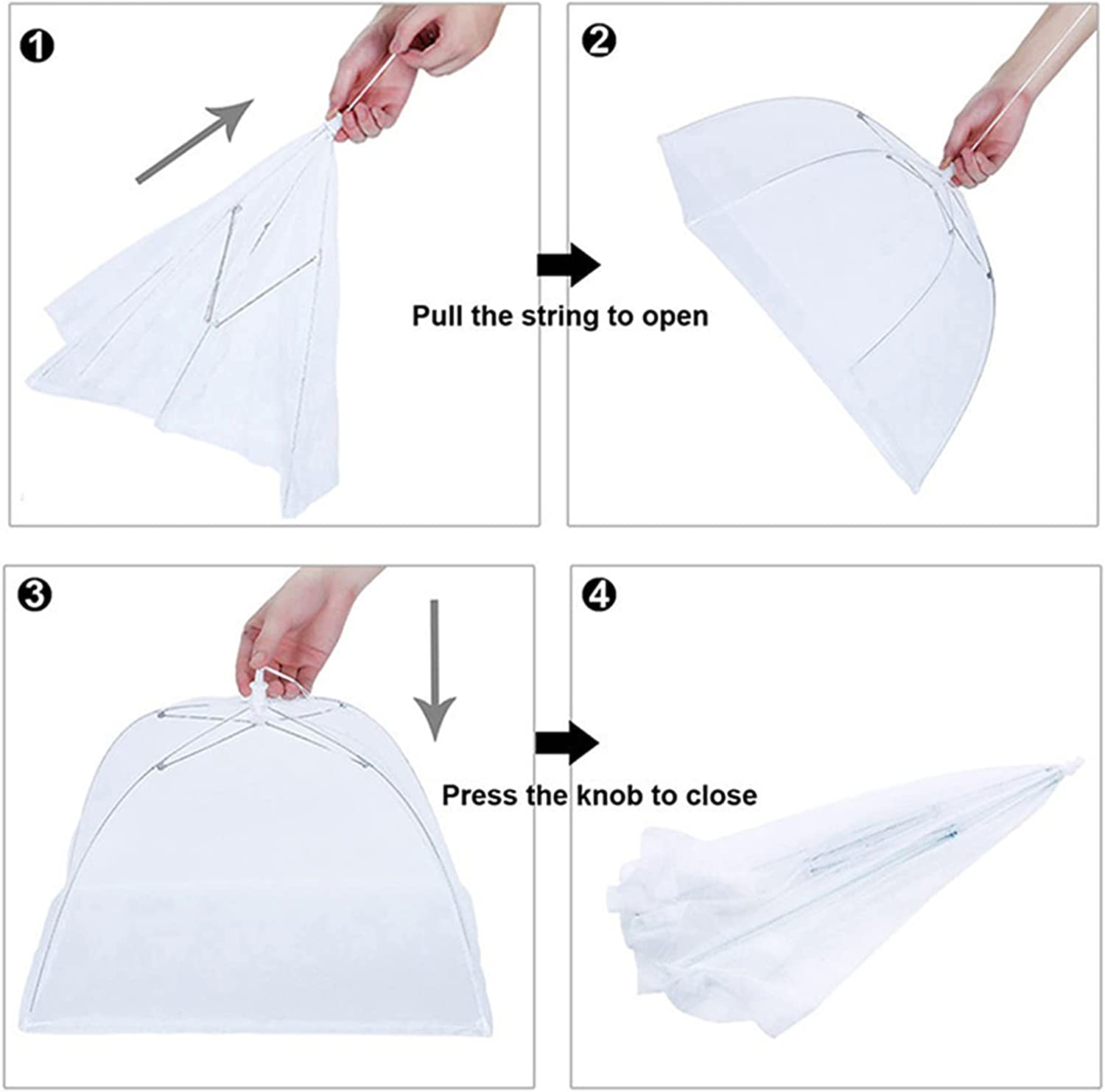 6 Pack Colored Mesh Food Cover Tents by Winknowl, Reusable and Collapsible Large 17" Pop-Up Food Net Protector Umbrella for BBQ, Picnics, Parties, Outdoor - 6 Pack White image number 3