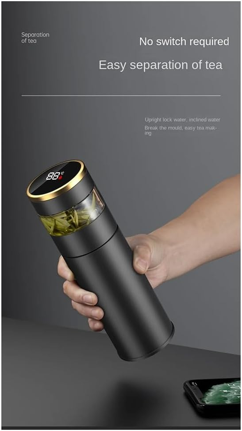 Tea Infuser Vacuum Flask Temperature LED Display 450Ml Insulated Cup Stainless Steel Bottle Travel Coffee Mug Easy Install image number 3