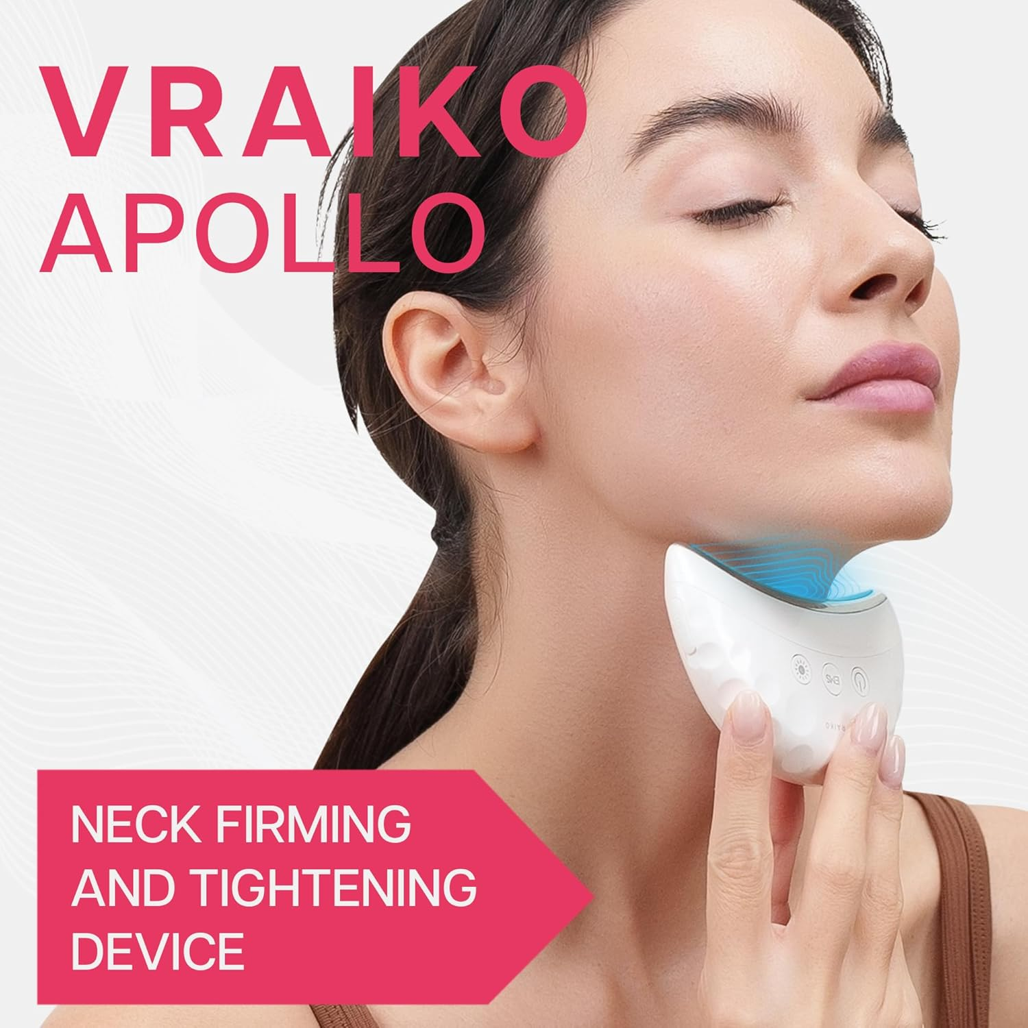 VRAIKO APOLLO Neck Lifting Massager, Microcurrent Face Neck Sculpting Device with Dual-Action LED Care, IP65 Waterproof, for Contouring, Enhanced Absorption, Radiance and Elasticity image number 2