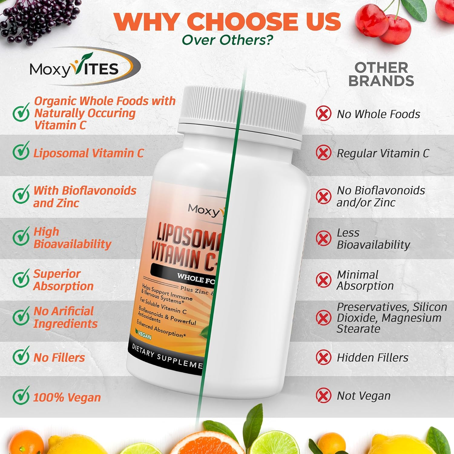 Liposomal Vitamin C Capsules with Zinc, Organic Elderberry, Amla, Camu Camu, plus &ndash; High Absorption Vitamina C, anti Aging, Immune Support,1500Mg/Serving 3 Month Supply, Gluten Free NON GMO Vegan Caps image number 4