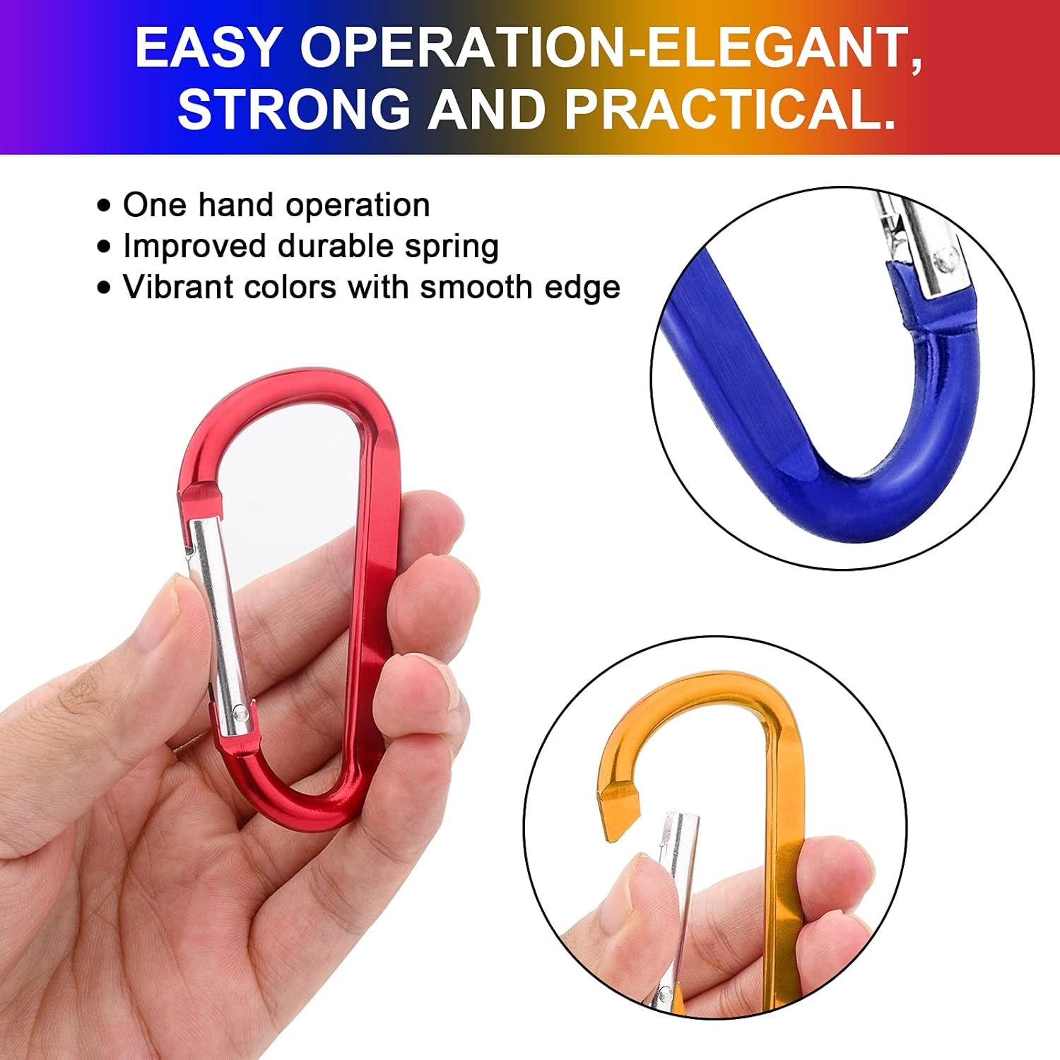 10 Pack 3'' Aluminum Spring Snap Hook Carabiner D Ring Carabiner Clip Camping Accessories Fishing Hiking Traveling and Keychain Craebuer, Colour, 3 image number 2