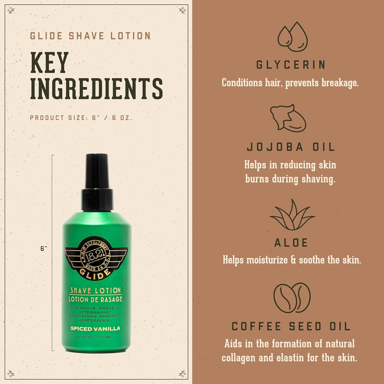 18.21 Man Made Glide Shave Lotion - Spiced Vanilla by 18.21 Man Made for Men - 6 Oz Shave Lotion image number 3