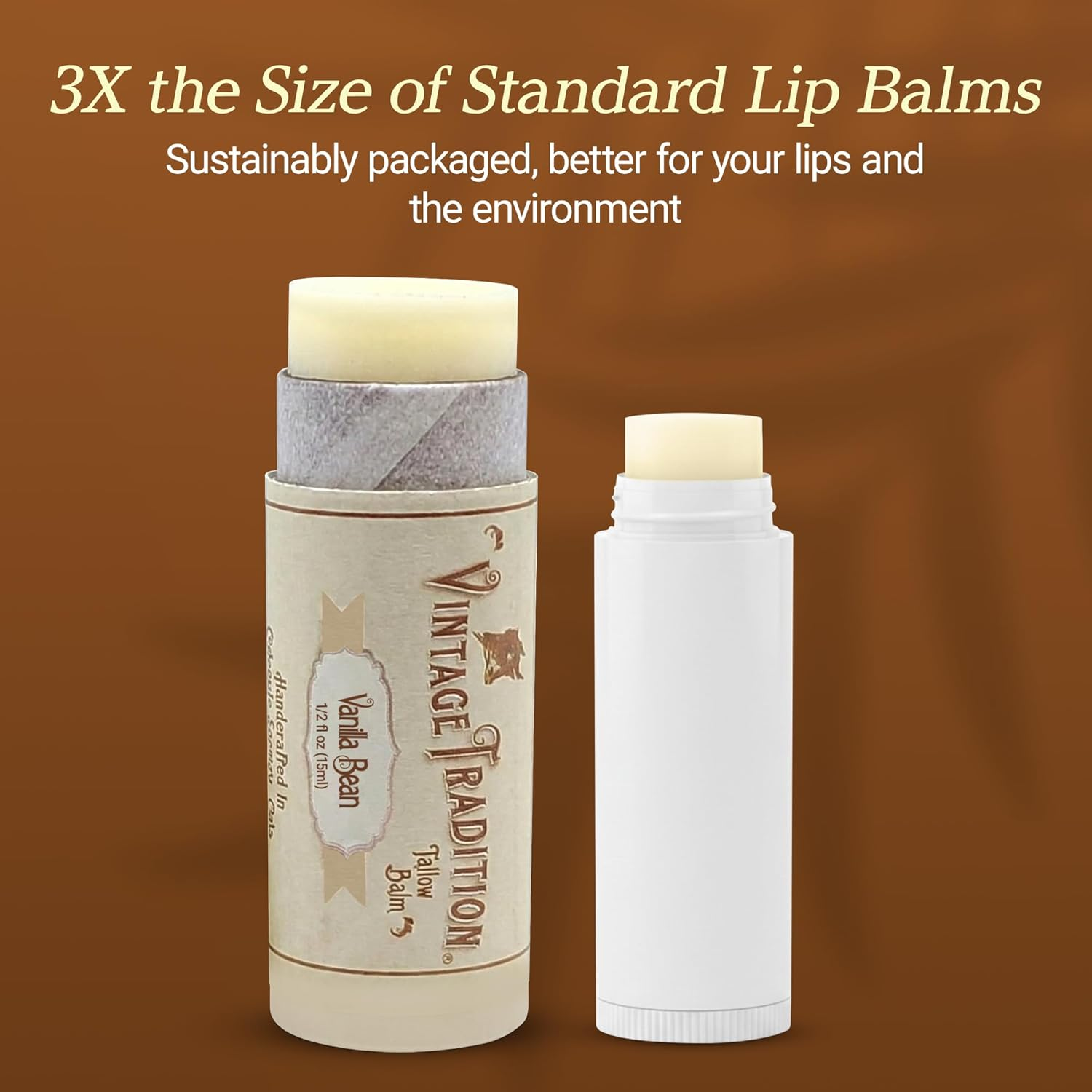 Moisturizing Beef Tallow Lip Balm &ndash; Tube Lip Moisturizer with Vanilla Extract Hydrates & Soothes Dry Lips &ndash; Grass-Fed Tallow Balm for Skin Care by Vintage Tradition, 0.5 Fl. Oz. image number 6