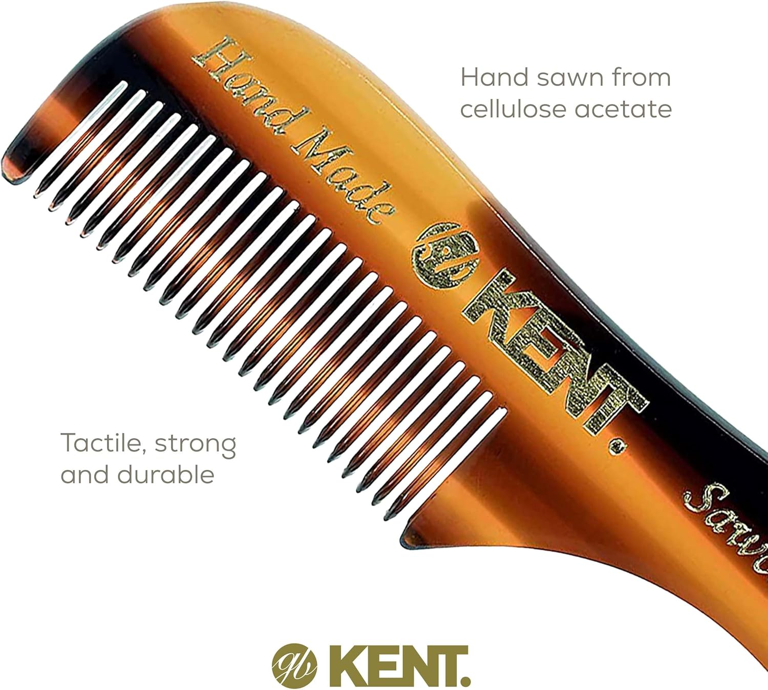Kent a 81T X-Small Gentleman'S Beard and Mustache Pocket Comb, Fine Toothed Pocket Size for Facial Hair Grooming and Styling. Saw-Cut of Quality Cellulose Acetate, Hand Polished. Hand-Made in England image number 3