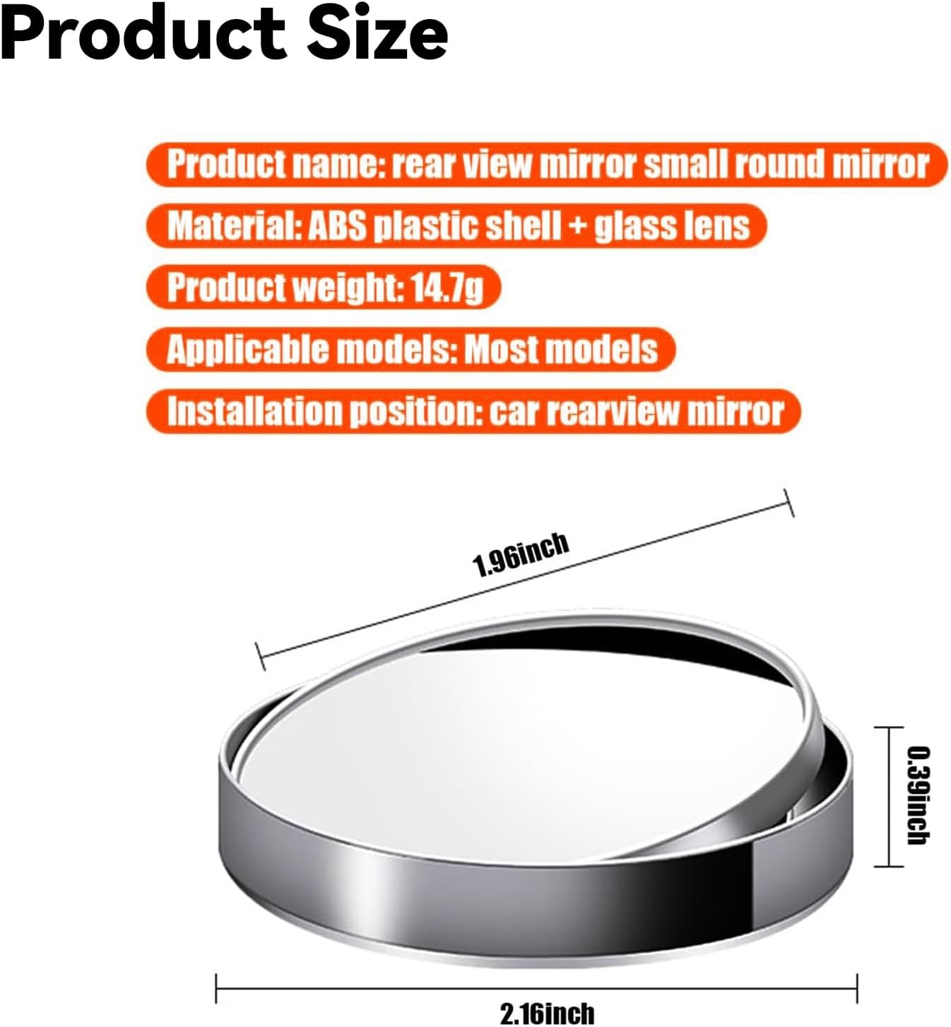 2 PCS Self-Adhesive Blind Spot Mirror &ndash; 2" round Frameless Convex Mirror with Permanent Self-Adhesive, 360&deg; Rotatable HD Wide Angle Rear View Mirror for Cars, Suvs, Trucks image number 1