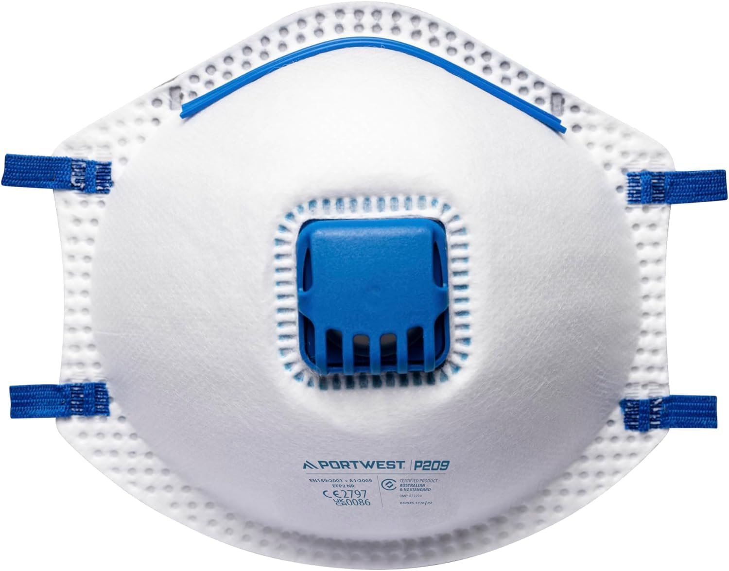 Portwest P209 Disposable FFP2 Exhalation Valve Respirator Face Mask (Pack of 3) White image number 1