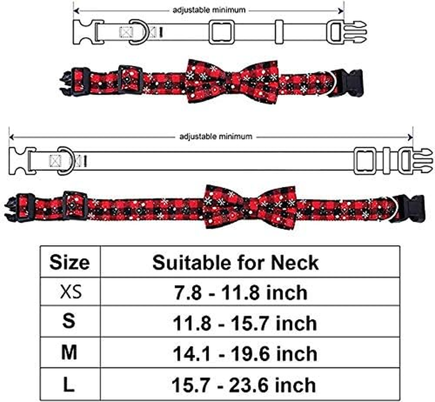 Moonpet Xmas Christmas Dog Collar with Bow Tie - 100% Cotton Nylon Design Adjustable Handmade Dog Collar - Cute Fashion for Small Medium Large Dogs-S image number 6