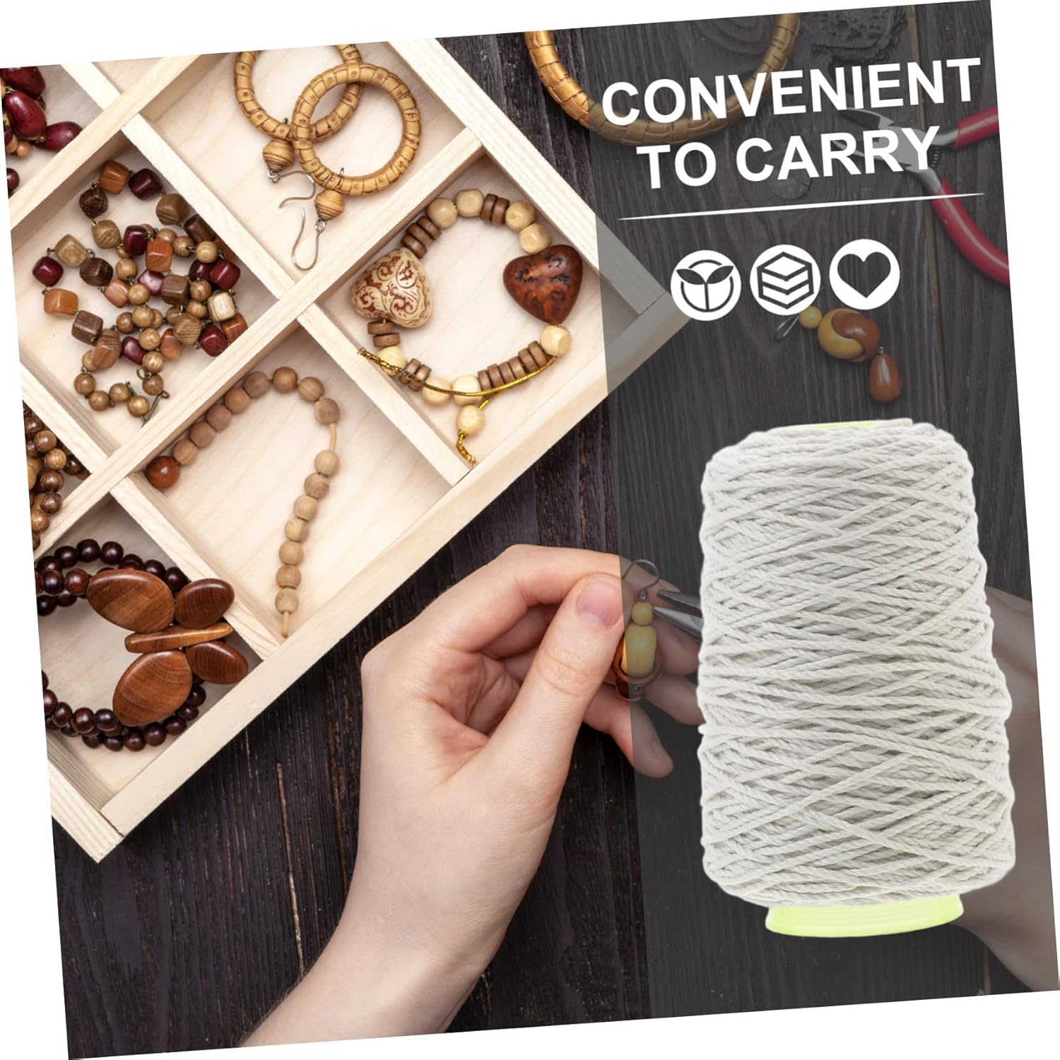 SUPVOX Heavy Duty Cotton Twine Garden Rope for Crafting and Gardening 1.8Mm Thick Natural Cotton Cord 200 Meter Roll for Decorative Wrapping and DIY Projects image number 5