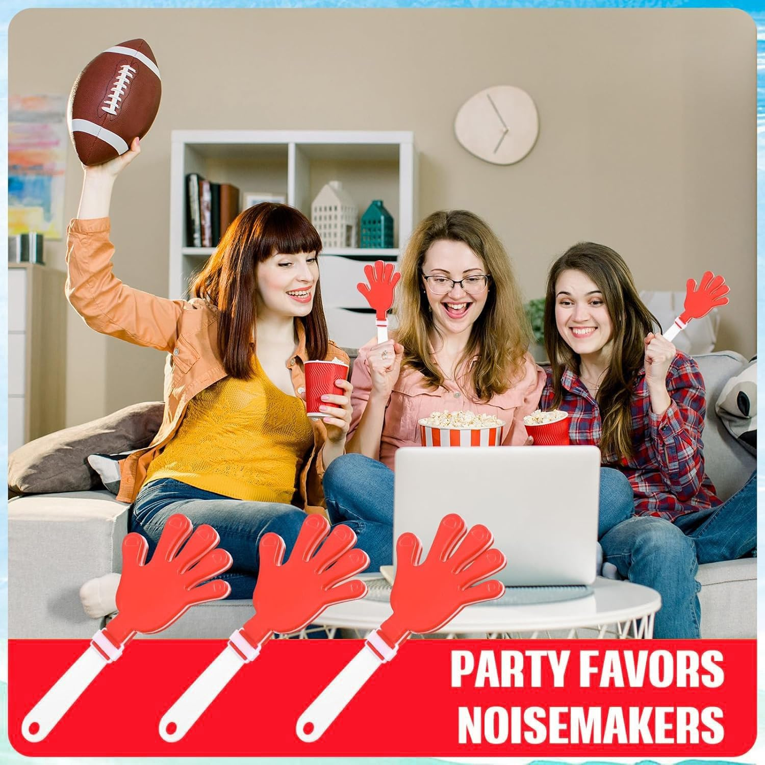 8Pcs Jumbo 7.5 Inch Hand Clappers Noise Makers Giant Large Plastic Noisemakers for Sporting Event Ball Dance Fiesta Birthday Game Accessories Party Supplies (Red) - Green image number 7