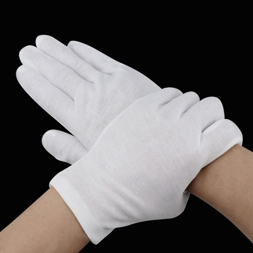 6 Pairs White Cotton Gloves Costume Jewellery Hands Protector Handling Work AU image number 1