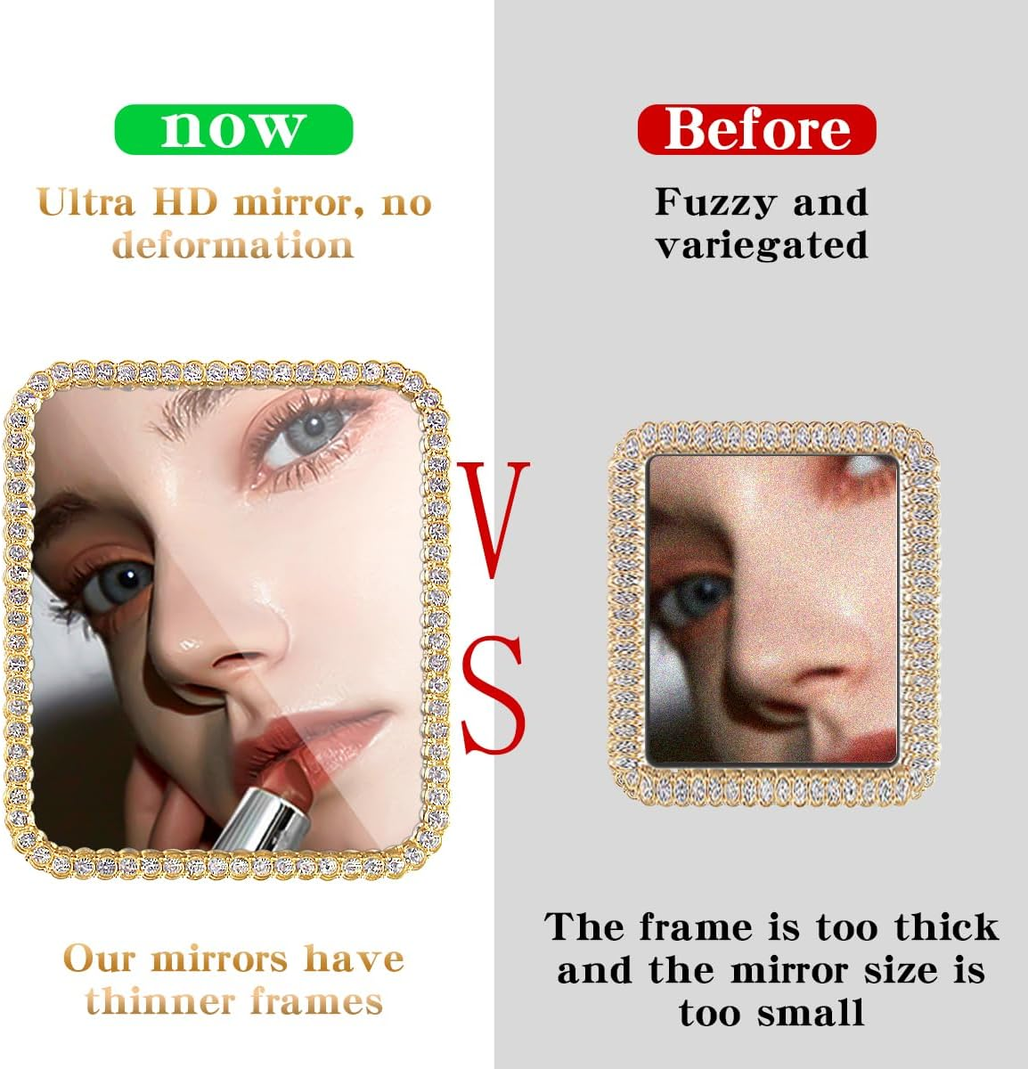 Bling Mirror Decal for Phone Case Phone Charm, Slim Design, Travel Acrylic Mirror Sticker Stick on Back of Phone Charm (Square) Gold image number 4