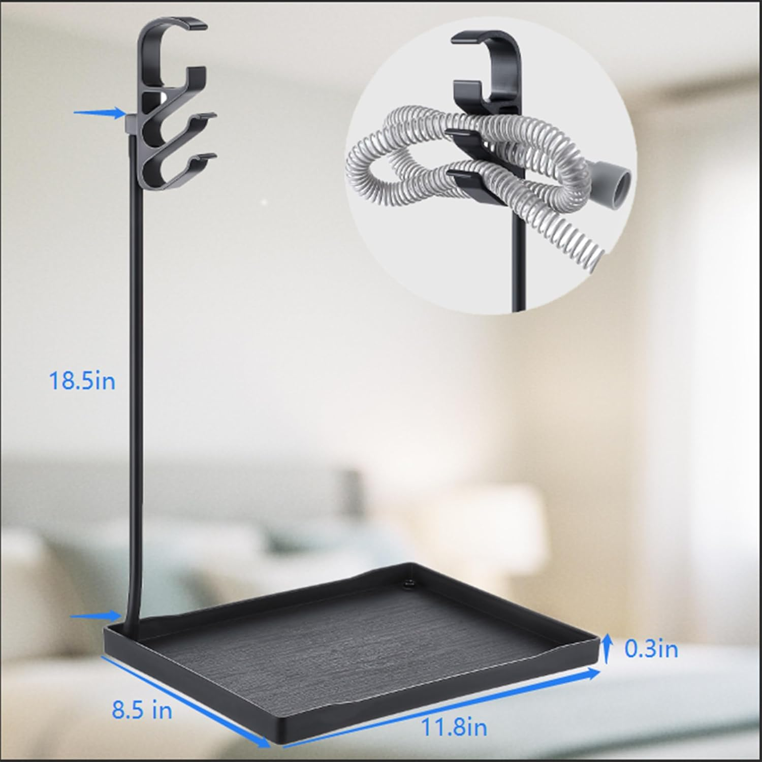 Geiserailie CPAP Hose Holder, Mask and Tube Hanger Mat for CPAP Machine, CPAP Supplies for Bedside Organizer with Hook, CPAP Nightstand Accessories Hose Hook for Women & Man, Travel CPAP Mask Stand