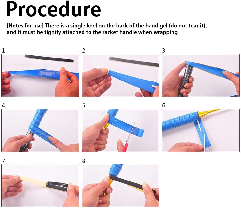 Tennis Racket Grip Tape,Racquet Overgrip Grips Tape Fishing Rod Badminton Racket Anti-Slip Absorb Sweat Tape,Precut and Dry Feel Handle Wrapped Strap (10 Pcs) image number 3