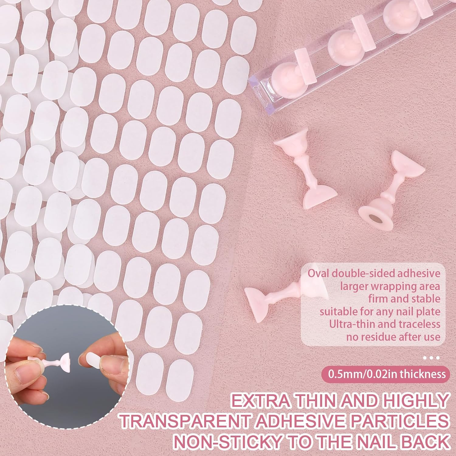 2 Set Nail Holder for Painting Nails, Acrylic Magnetic Base Fake Nail Display Stand for Press on with 100Pcs Double-Sided Adhesive Tape Home and Salon Manicure Training Tools image number 5