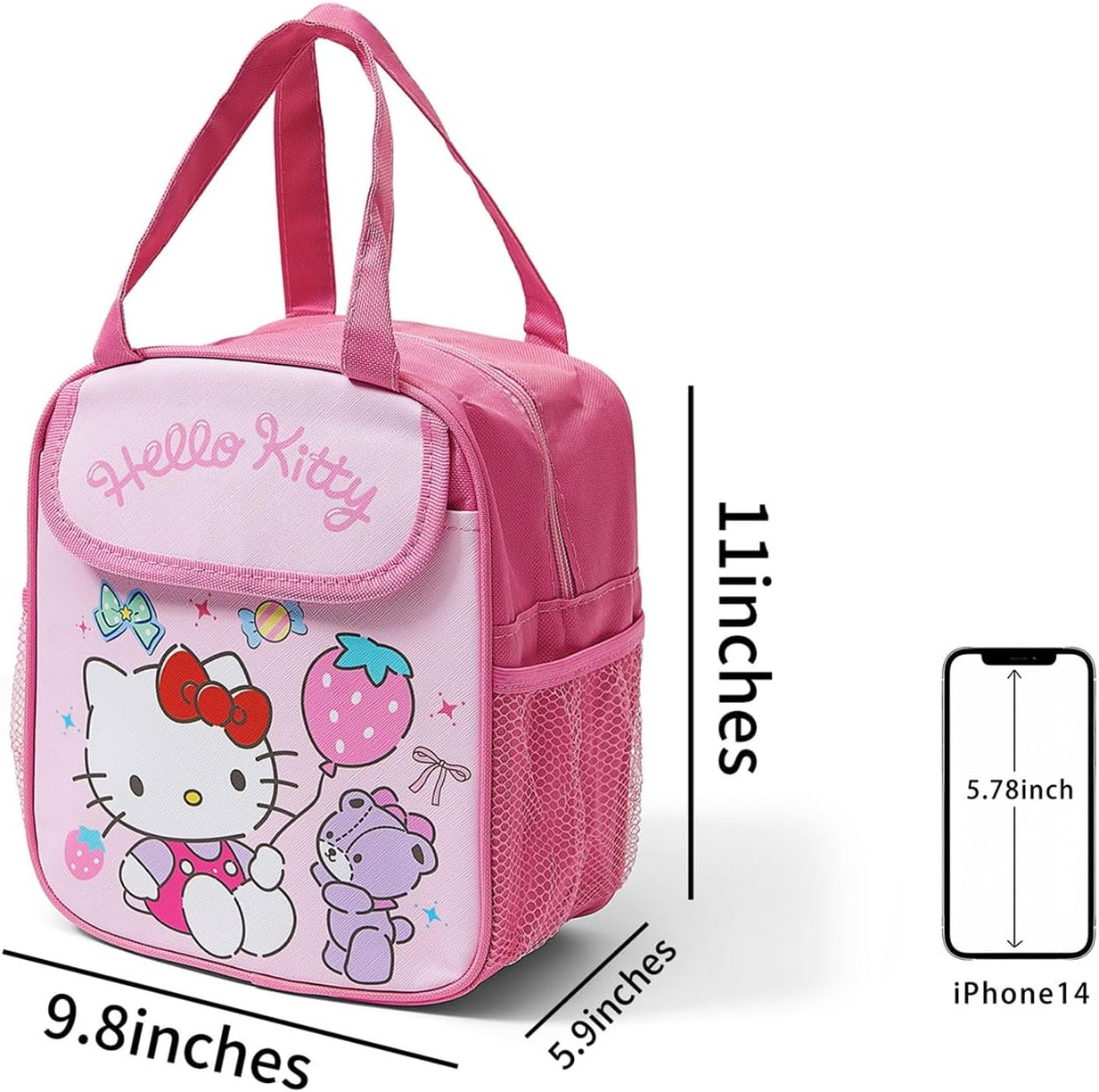 Cartoon Insulated Lunch Bags,Reusable Insulated Lunch Box, Leakproof Lunch Tote Bag, Easy to Clean Picnic Box Bento Bag, for Women Men Office Hiking Outdoor (Red) image number 1