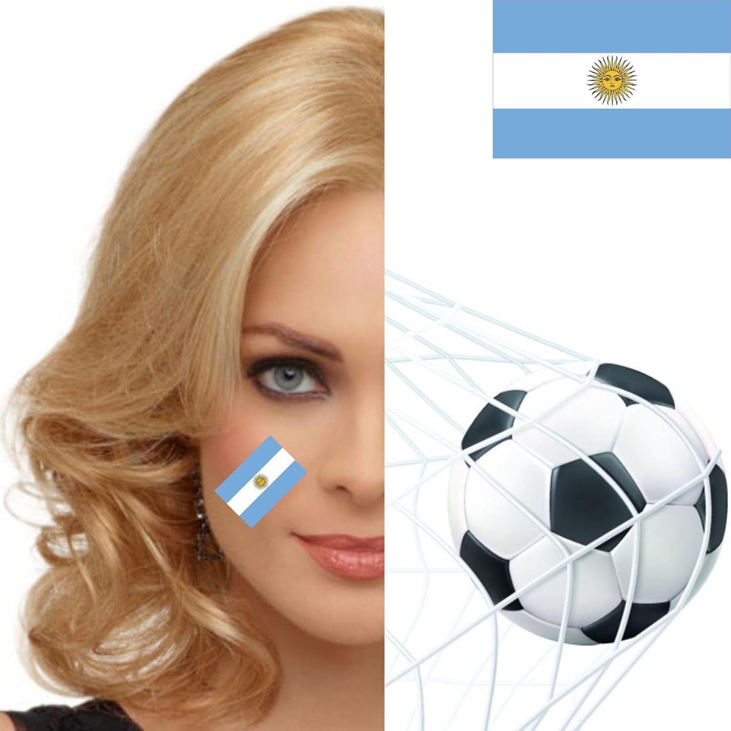 Womaha 30 Temporary Argentina Flag Tattoos Fans Face Tattoo Stickers for Adults Kids Group Activity Props
