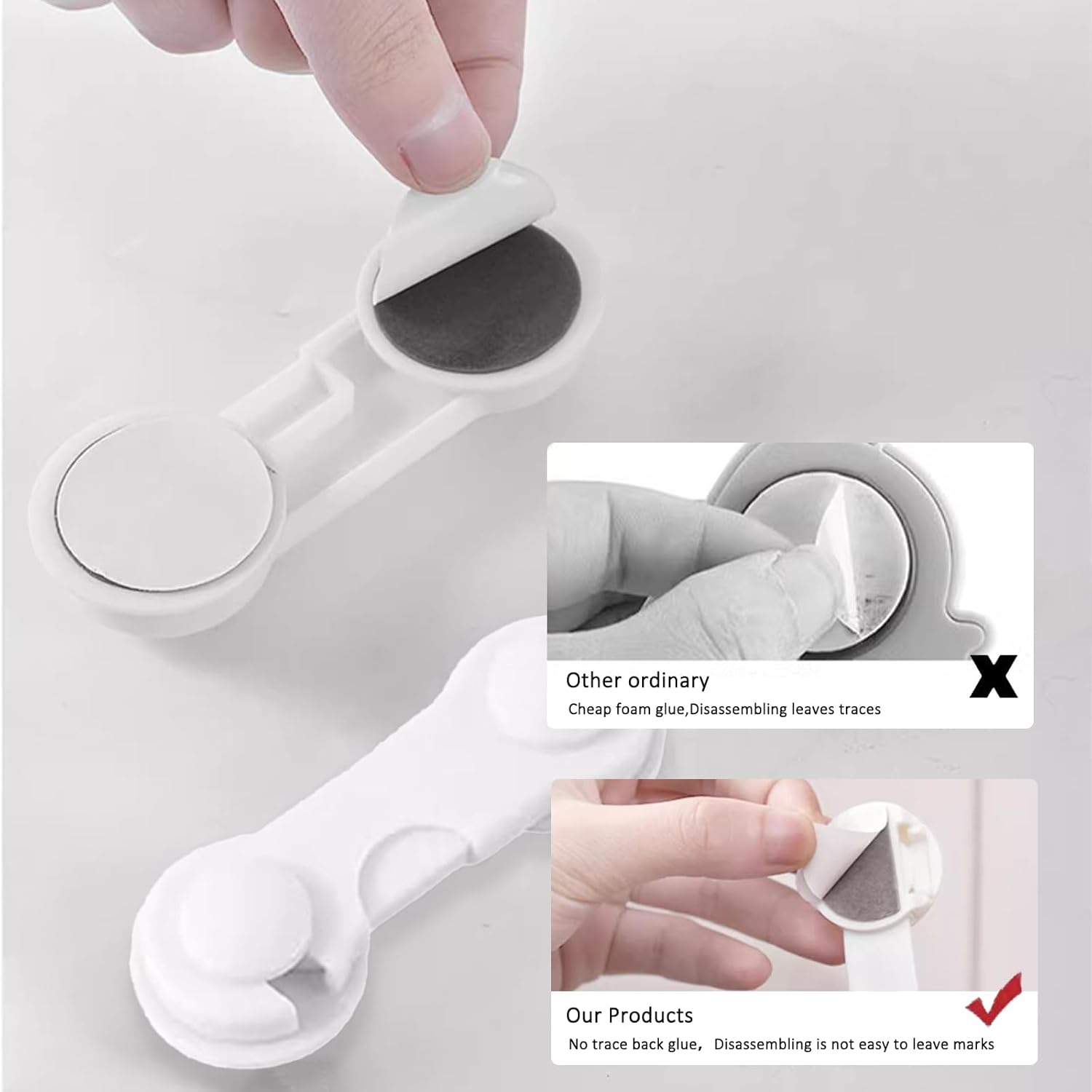 6 Pack Child Proof Locks for Cabinet Doors and Drawers Adhesive No Drilling Child Safety Locks for Cabinet Wardrobe Pantry Cupboard Baby Proofing Drawer Locks for Kitchen Bathroom and Laundry image number 1