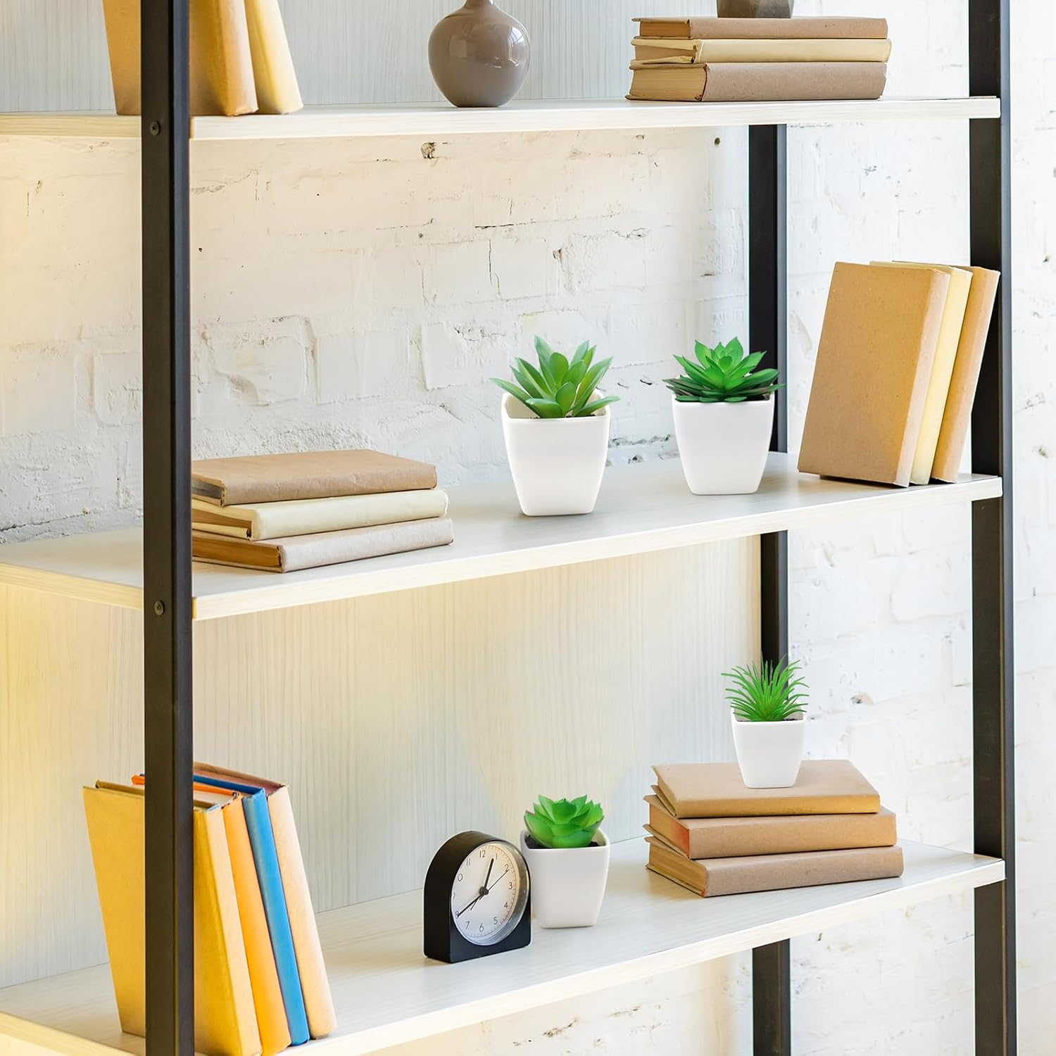 Gresorth 6 Pcs Artificial Succulents Plant Potted Decoration Fake Green Aloe Lotus Model Realistic Mini Bonsai Ornament Home Bathroom Bedroom Windowsills - A-6 Set image number 3