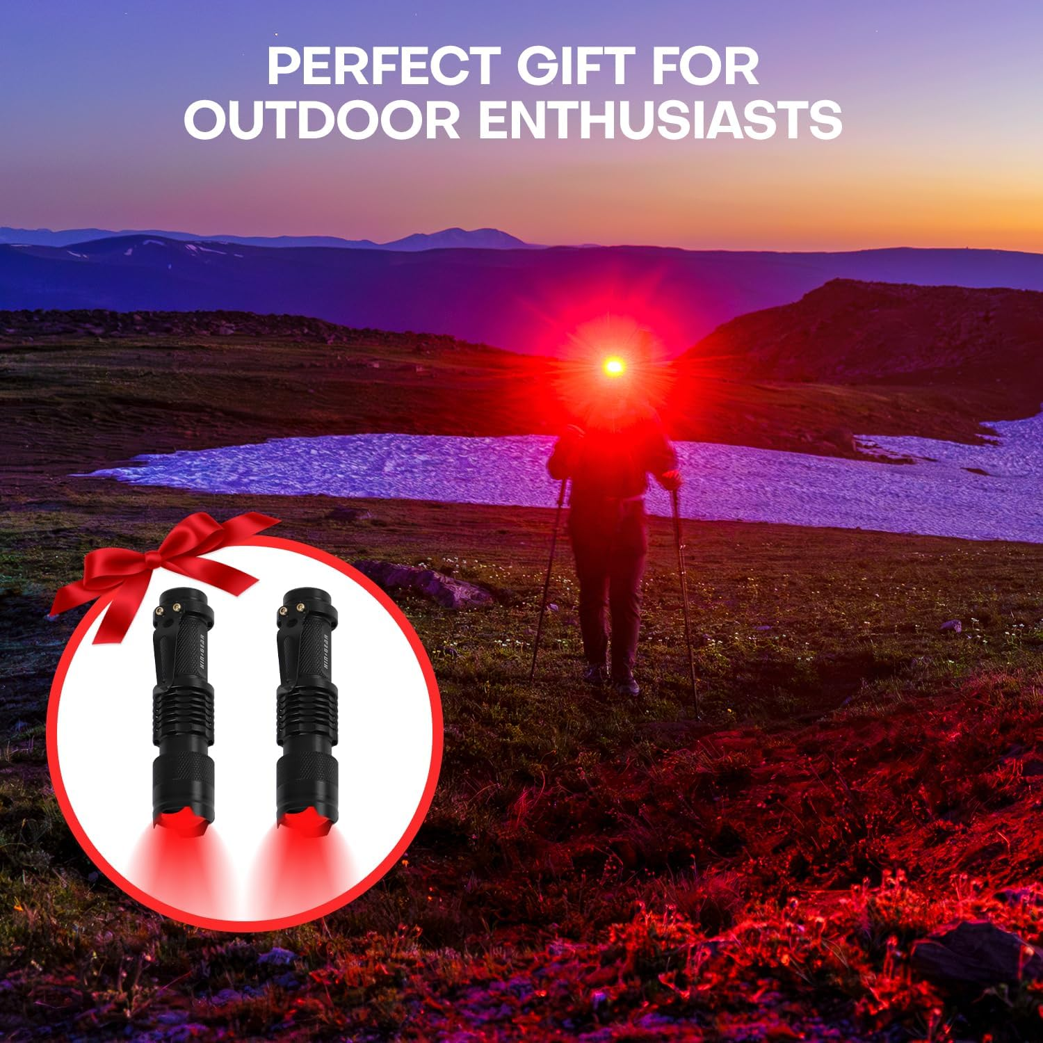 2 Pack Red Flashlight LED Single Mode Light 1 Mode LED Torch Scalable Red Light Flashlight for Astronomy Aviation Night Observation image number 5