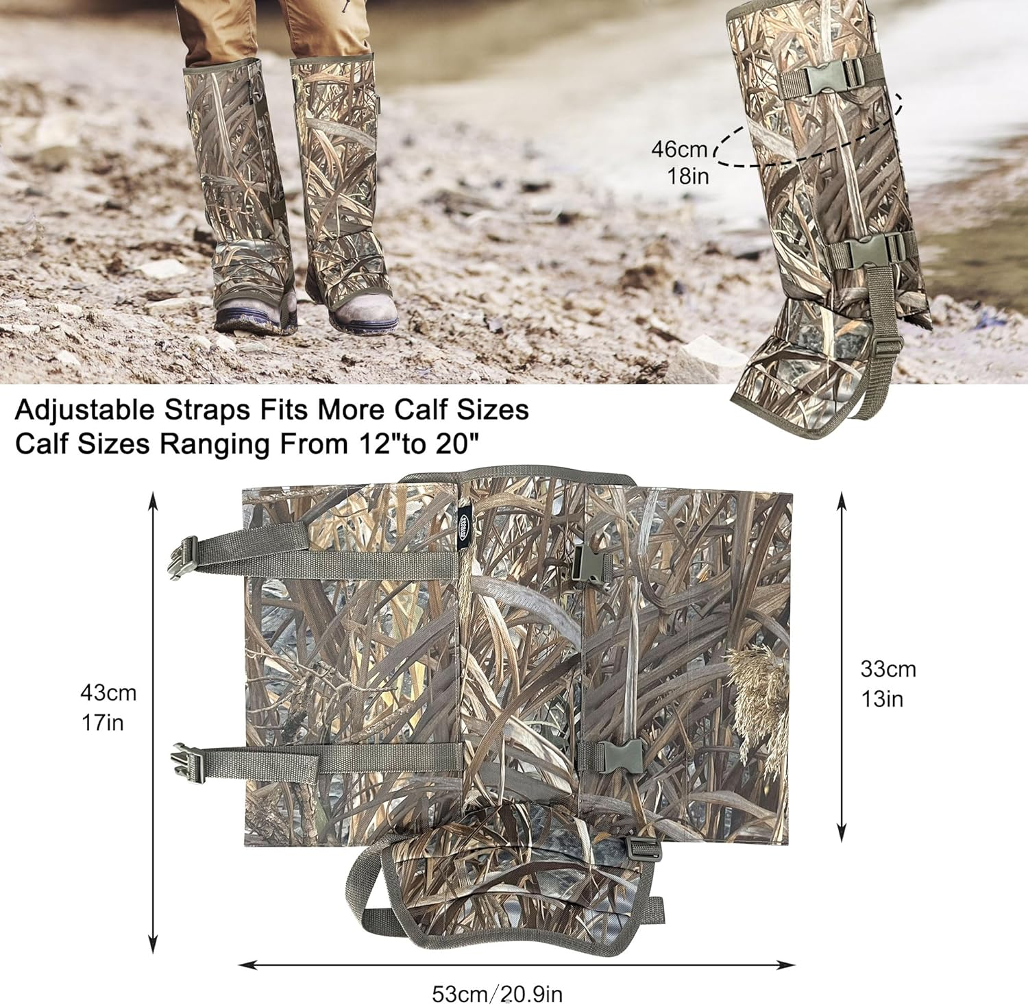MYDAYS OUTDOOR Snake Gaiters for Hunting, Snake Chaps, Snake Guards for Legs, Snake Bite Protection for Lower Legs,Snake Proof Boots for Men Women - Reed Pattern image number 2