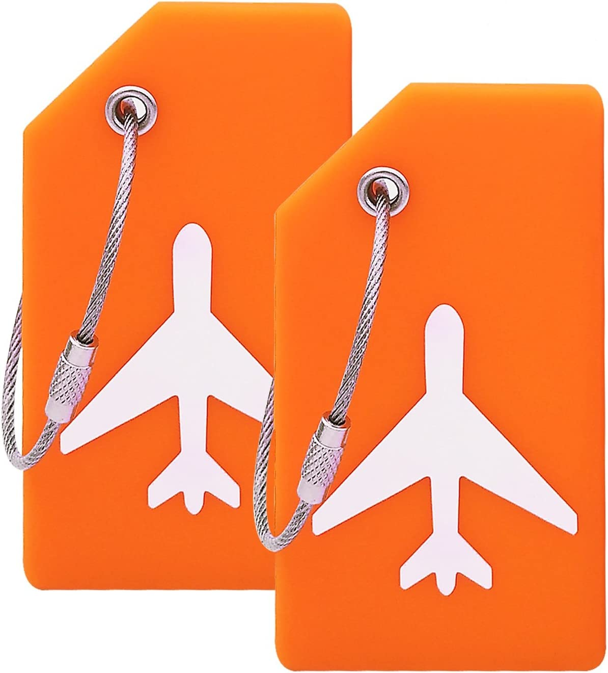 Silicone Luggage Tag with Name ID Card Perfect to Quickly Spot Luggage Suitcase (Plane 2Pcs Orange) - Blue image number 5