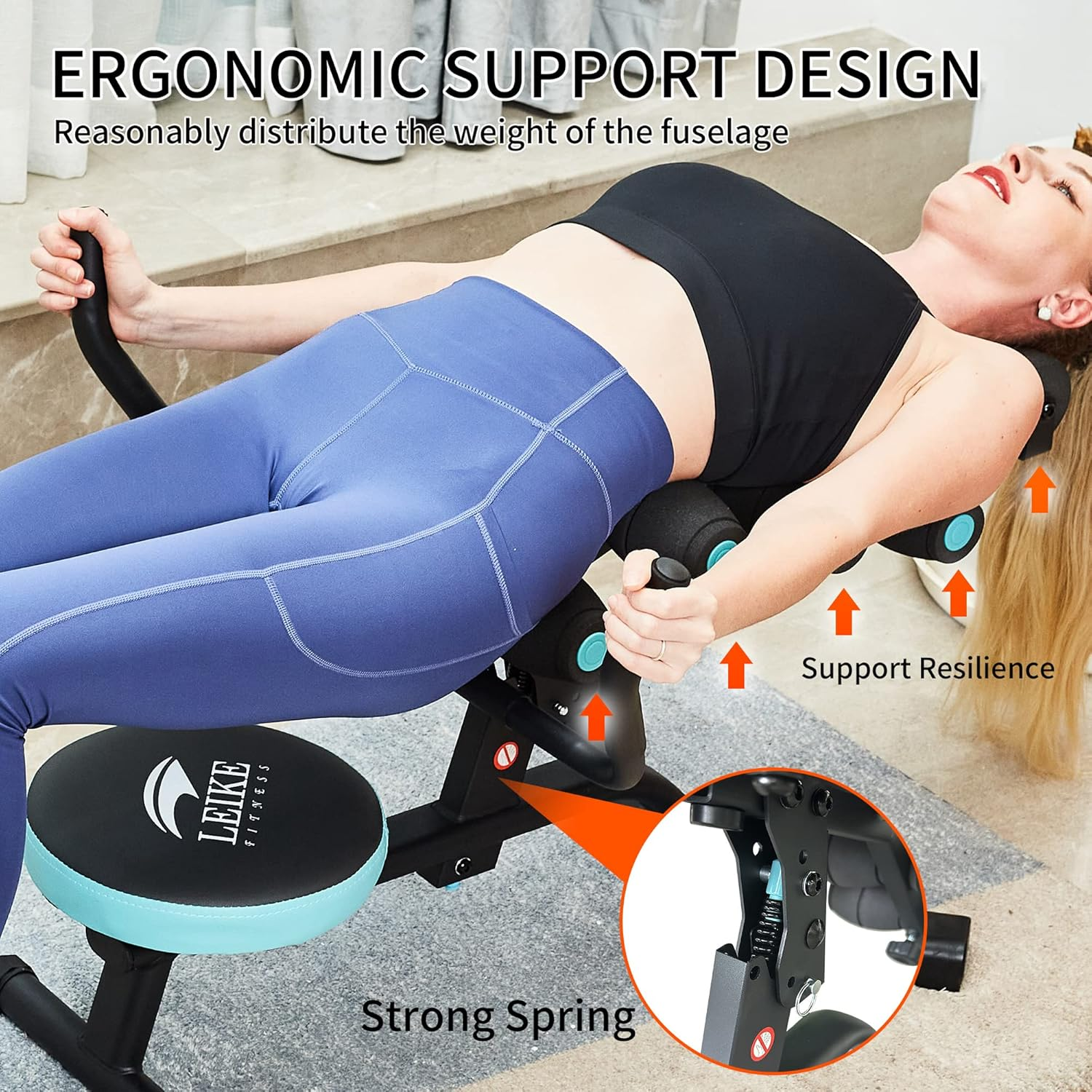 Leikefitness Exercise Twist Workout Chair with Foam Roller for Core & Abdominal Strength Training,Back Relax Back Stretching 360&deg; Rotating Seat image number 5