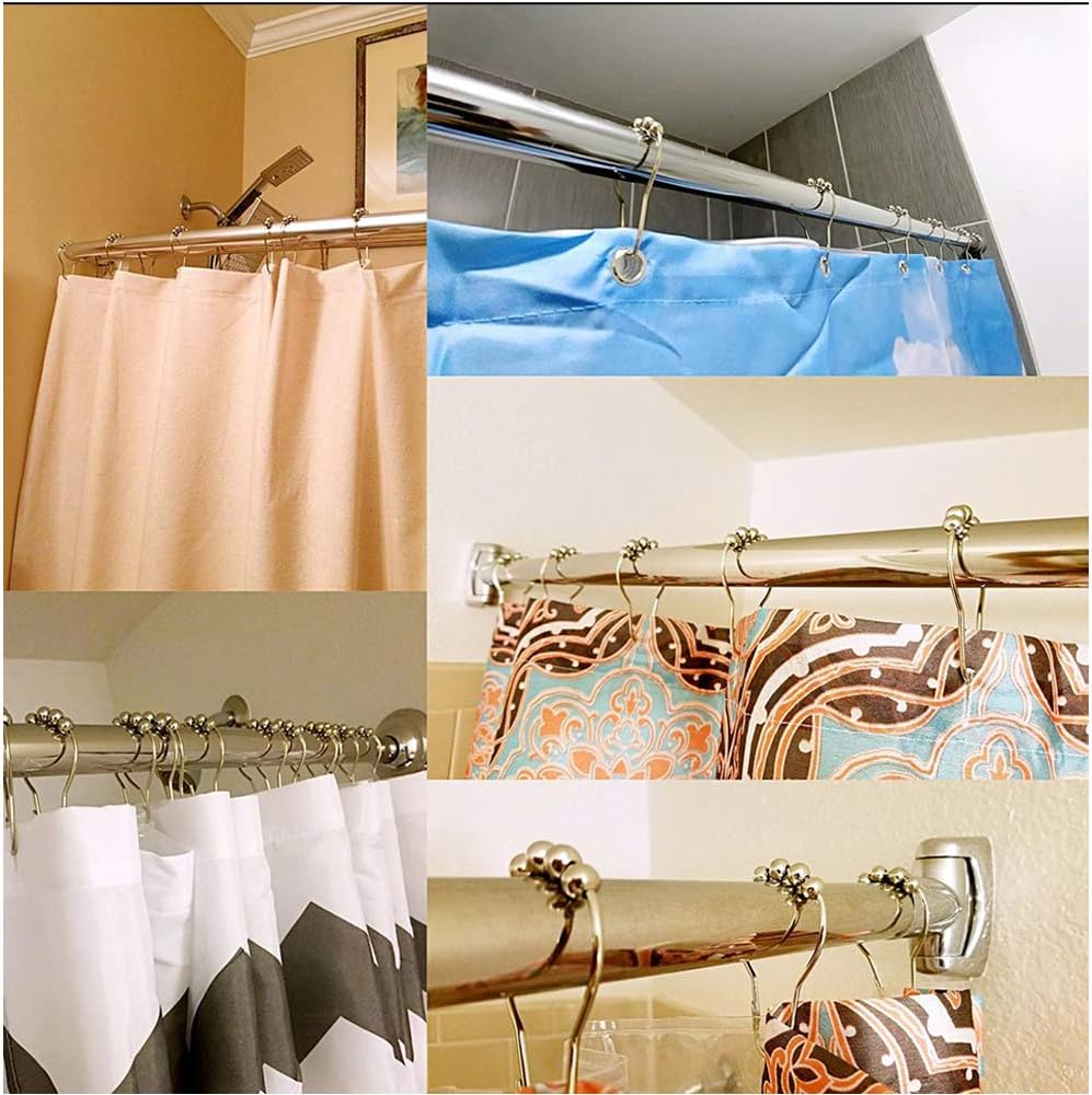 Haobase 12PCS Shower Curtain Hooks Rollerball Antirust Bathroom Curtains Rings image number 2