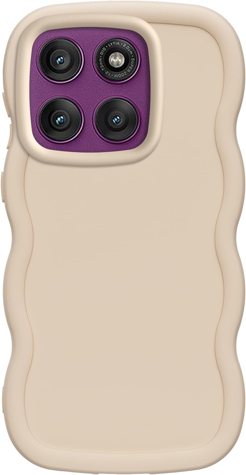 XINYEXIN Liquid Silicone Case for Motorola Edge 60 Fusion/Edge 60, Waves Curly Shape Cute Soft Shockproof Mobile Phone Protective Case - White image number 5