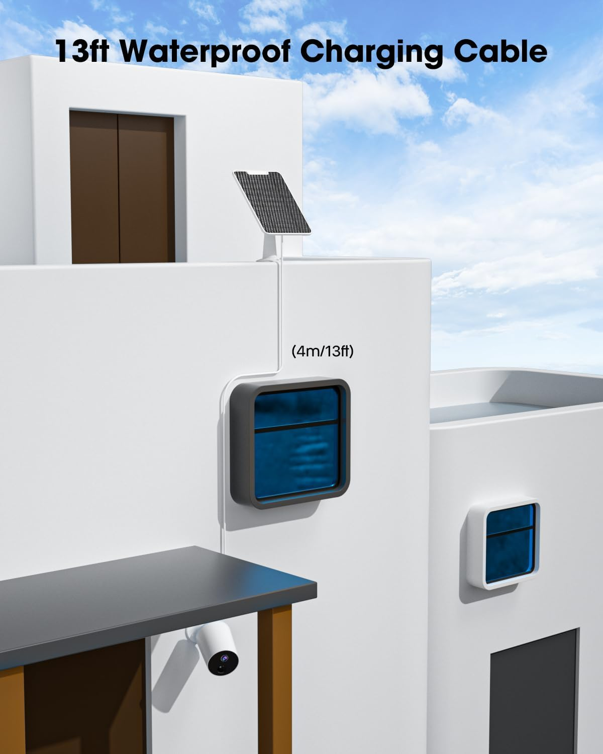 6W Solar Panel Charger Compatible with Google Nest Camera Outdoor & Indoor (Battery Version), Solar Power for Google Nest Cam, IP65 Weatherproof, W/Secure Wall Mount & Screwdriver, 13Ft Cable, 3 Pack image number 6