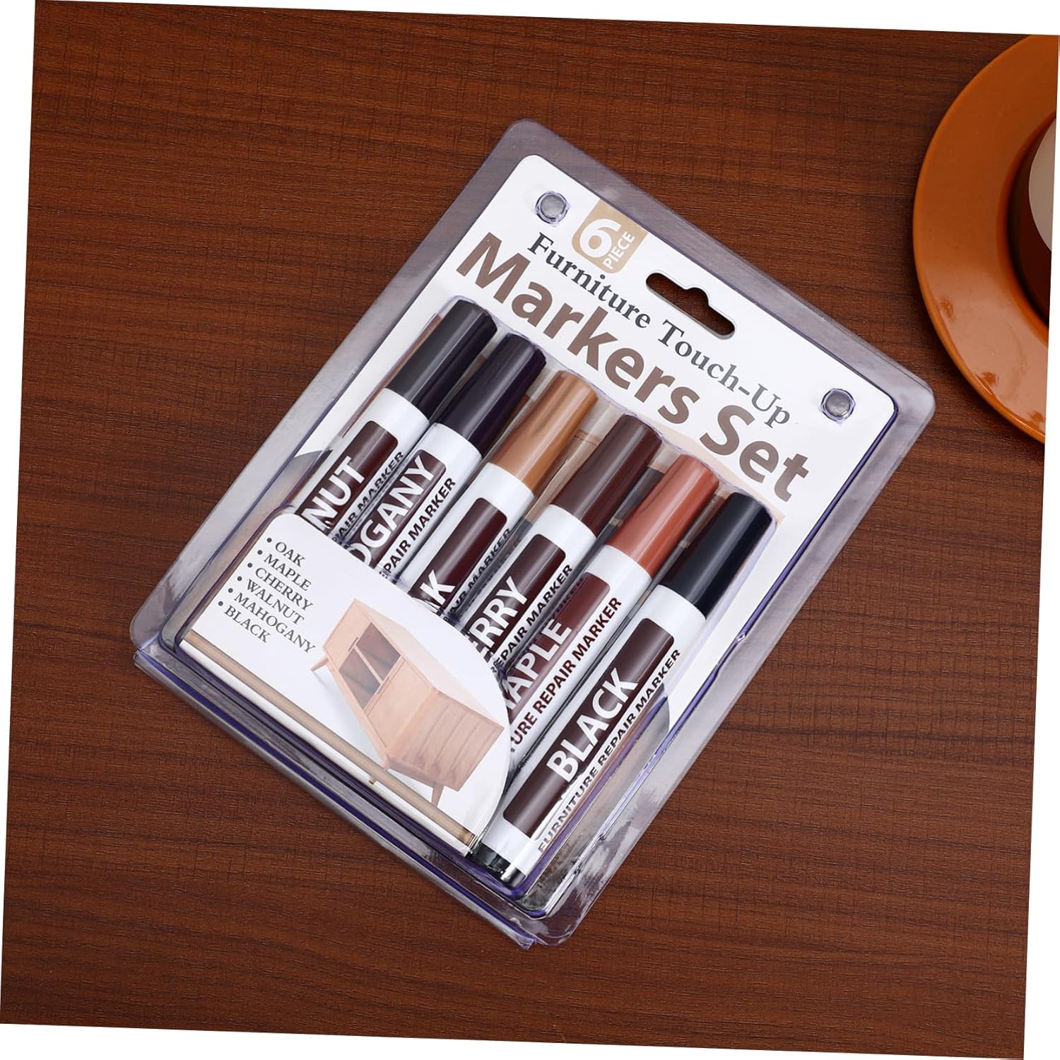 KOMBIUDA Furniture Touch up Markers 6Pcs Set Wooden Furniture Repair Pens Oil-Based Scratch Concealing Touch-Up Kit image number 5