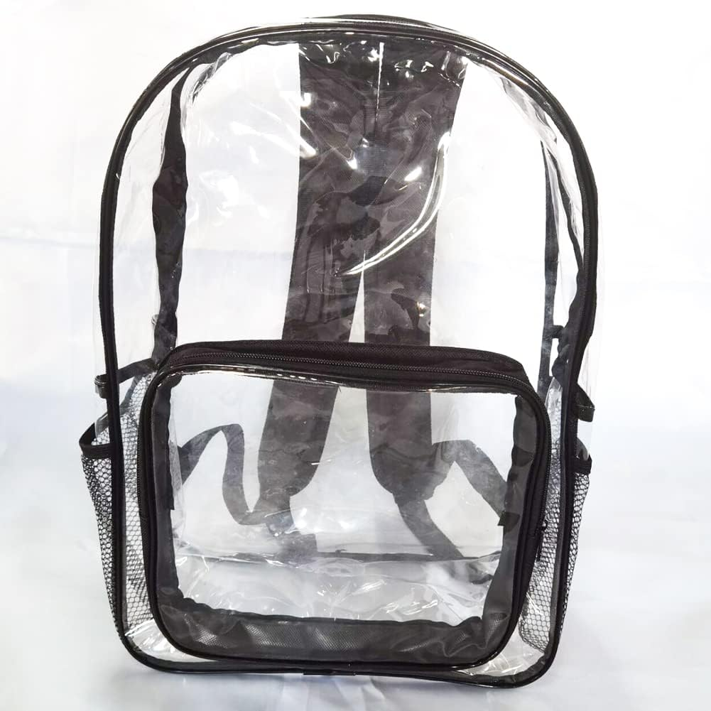 Heavy Duty Clear Backpack with Adjustable Reinforced Straps Front Accessory Pocket - Perfect for Work,School, Security, & Sporting Events, Clear, Large, School image number 2