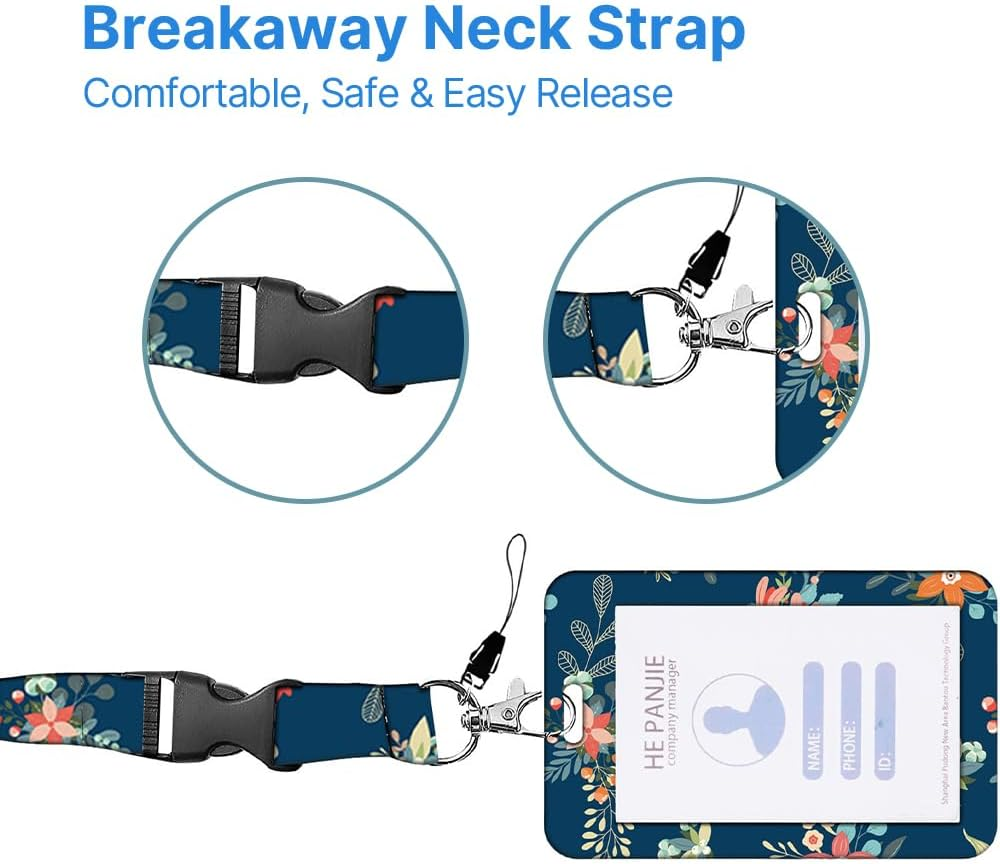 Retractable Lanyard ID Badge Holder with Double-Sided Card Holder, 360&deg; Rotating Clip, Printed Neck Strap for Office, School, Work, Events (Spring Floral) image number 6