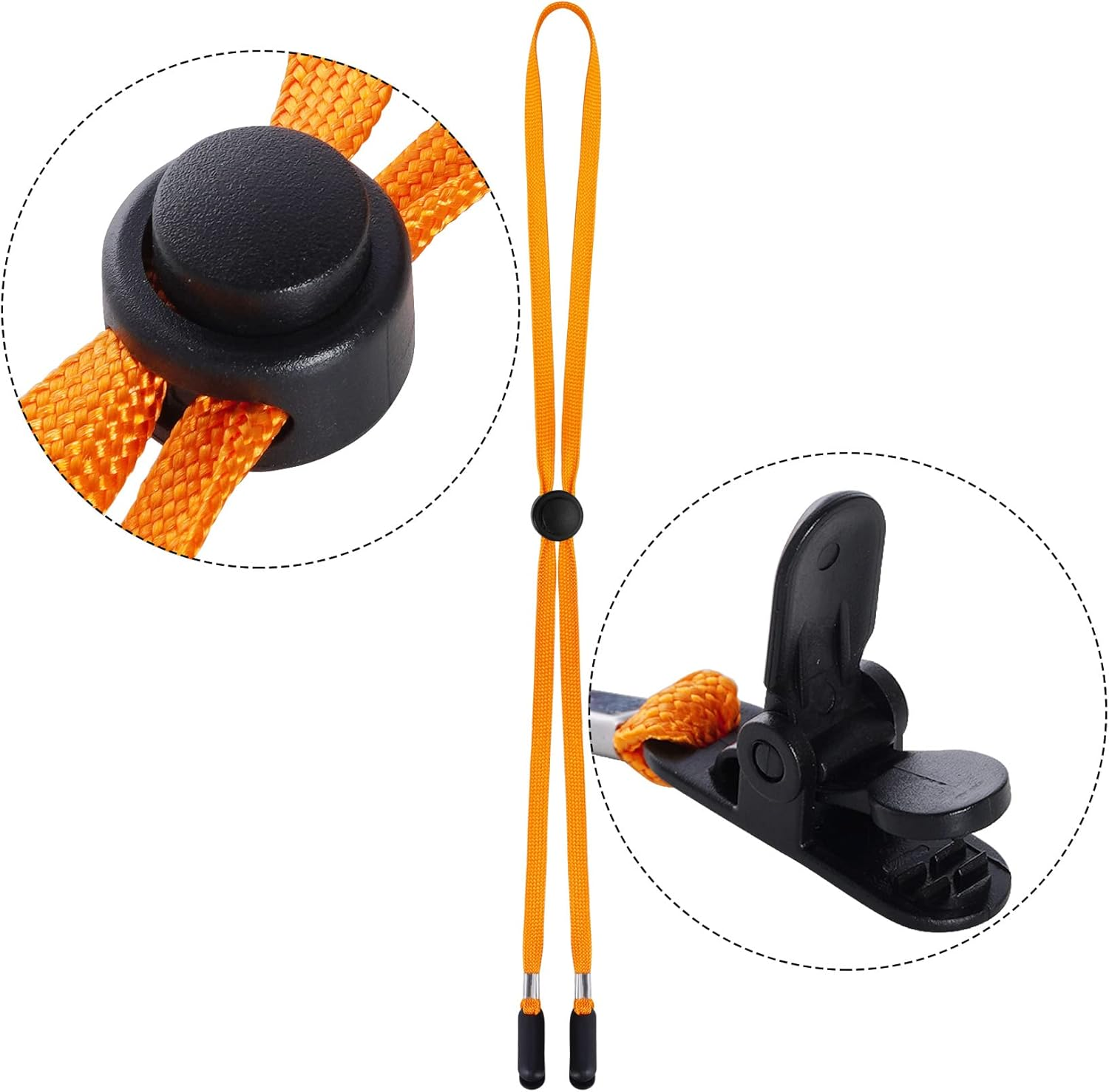 Sucrain 5 Pieces Adjustable Hat Strap Clips Hat Chin Cord for Golfing, Fishing, Boating