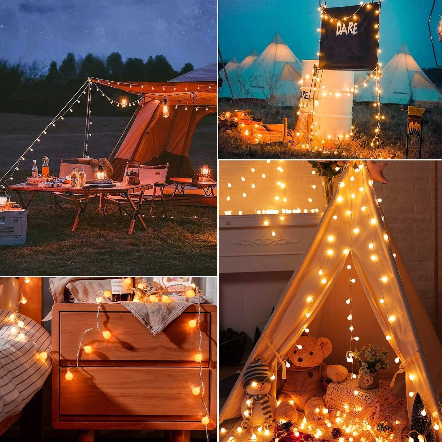 Globe String Lights, 33 Feet 80 Led Fairy Lights USB Plug In, 8 Modes Mini Globe Light for Indoor Outdoor Bedroom Party Wedding Garden Christmas Tree Decor (Yellow) image number 5