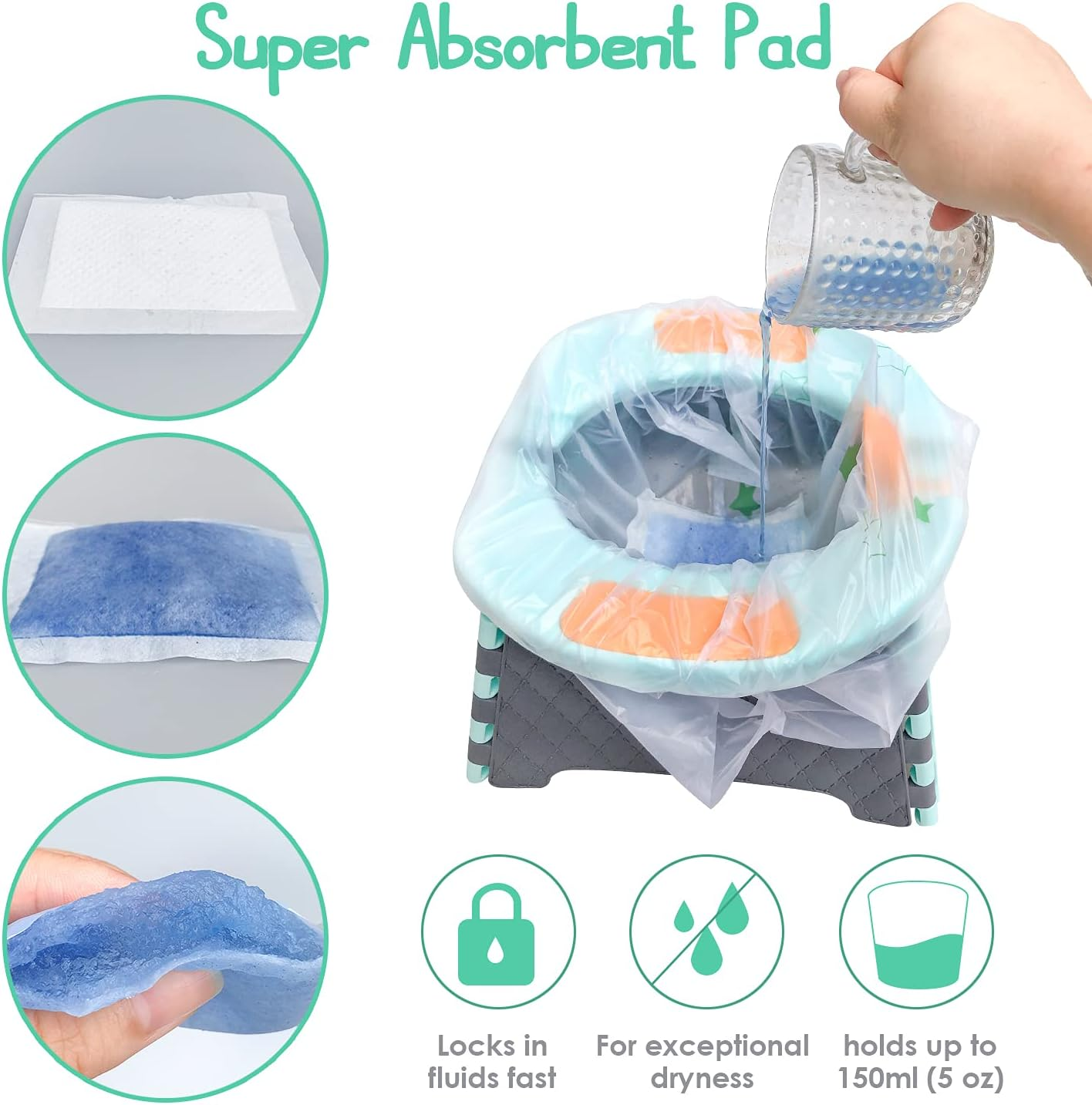 Potty Chair Liners with Drawstring, Portable Disposable Potty Liner Bags for Universal Potty Training Toilet Seat, Toddler Outdoors Travel Baby Toilet Liners - 60 Pack