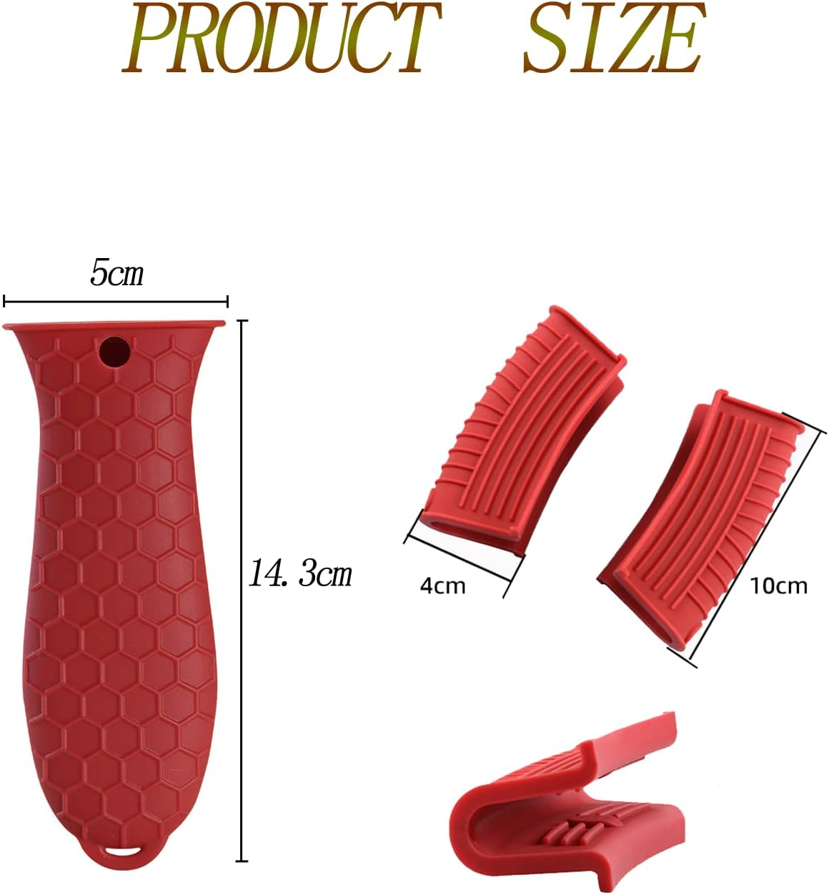 3 Pieces Silicone Hot Handle Holder Non Slip Pot Holders Cover Assist Hot Pan Handle Rubber Heat Resistant Pot Sleeve Grip Cookware Handle for Frying Cast Iron Skillet Metal Pan (Red) image number 5