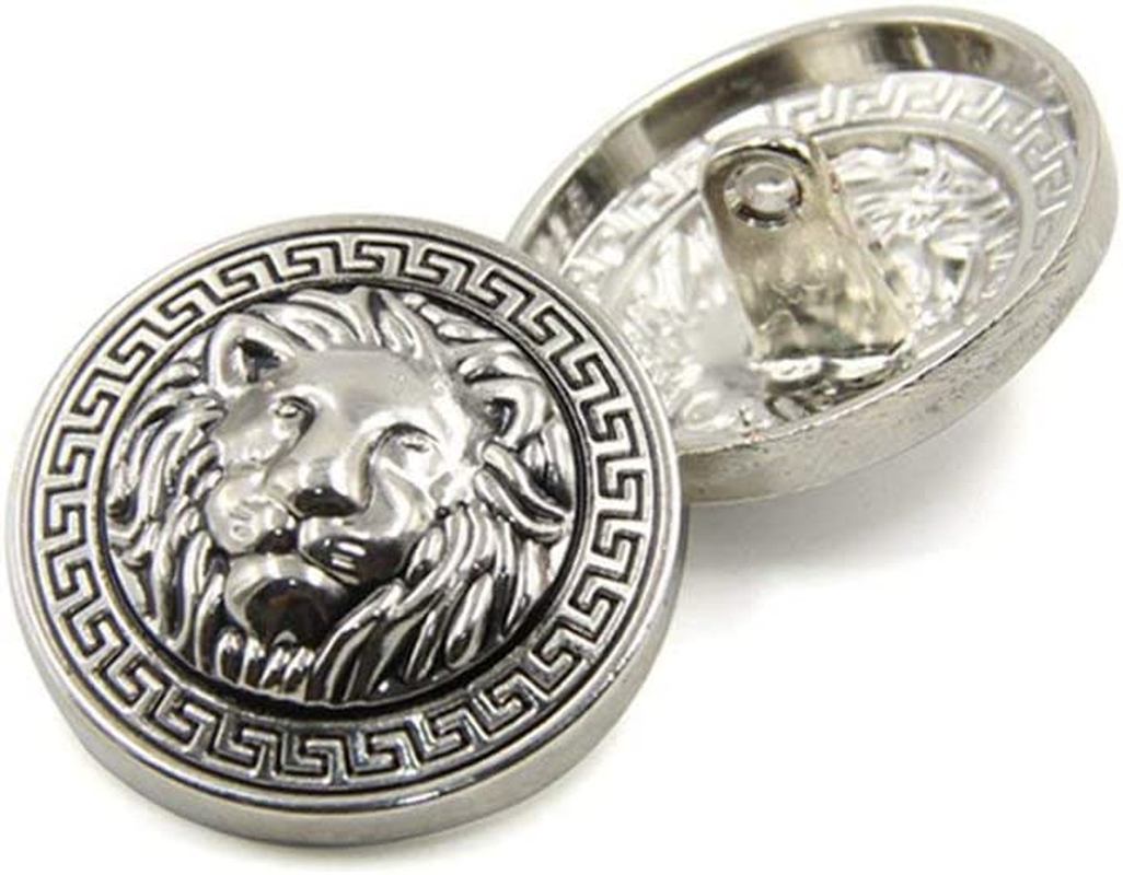 10PCS Clothes Buttons - Fashion Lion Head Sewing Button round Shaped Metal Button Set for Men Women Blazer, Coat, Uniform, Shirt, Suit and Jacket (Gold, 25Mm)