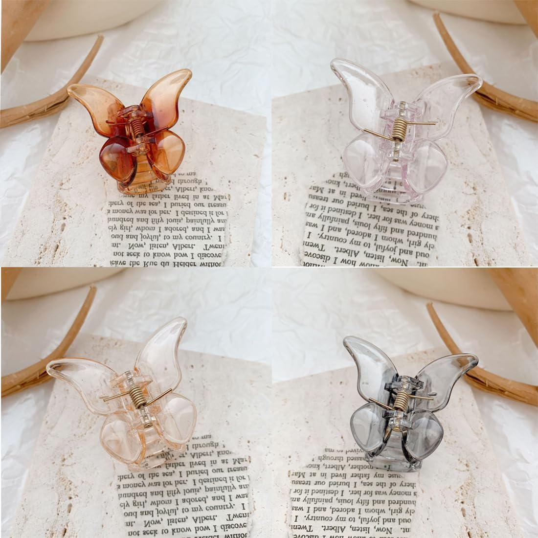 UQMIQURA Pack of 4 Butterfly Hair Clips Small Hair Clip Butterfly for Women Non-Slip Hair Clip Matte Hair Clips for Women Girls Ladies Thick Hair image number 3
