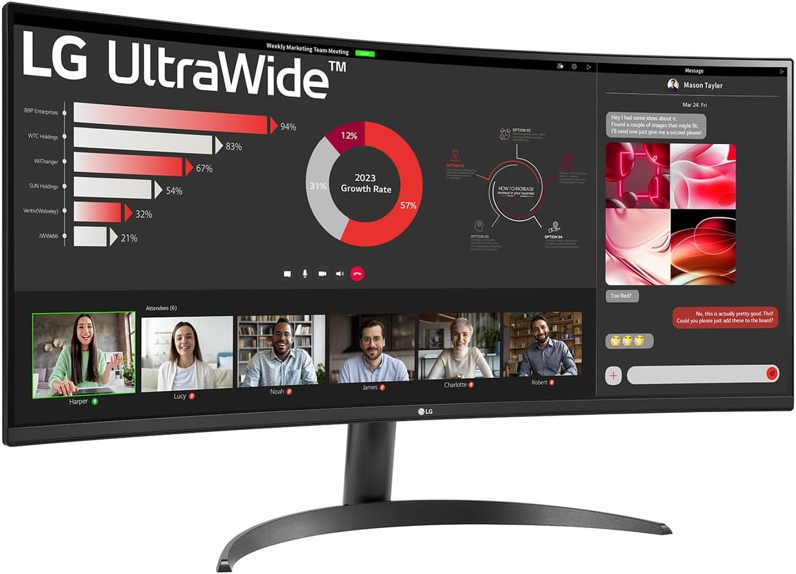 LG 34WR50QK-B - 34" 21:9 Curved Ultrawide&trade; QHD (3440X1440) Monitor image number 5