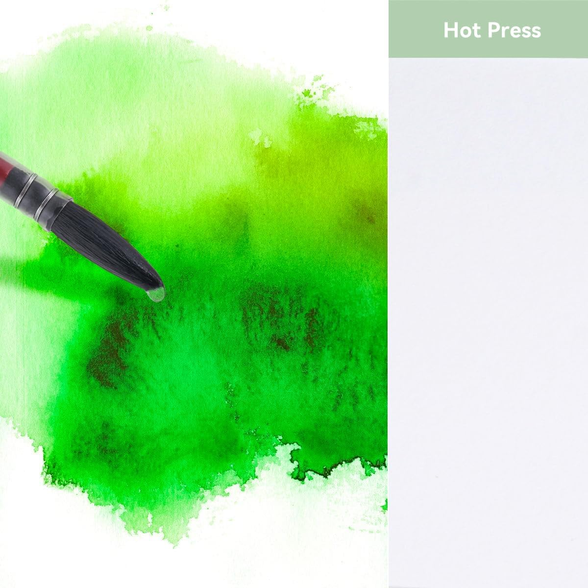 Lightwish Watercolor Sketchbook,100% Cotton Acid Free Watercolor Journal,300Gsm/140Lb Hot Press Watercolor Paper for Artists,Adults,Students,20 Sheets,9.25 * 6.3 Inches(Leather Green) image number 4