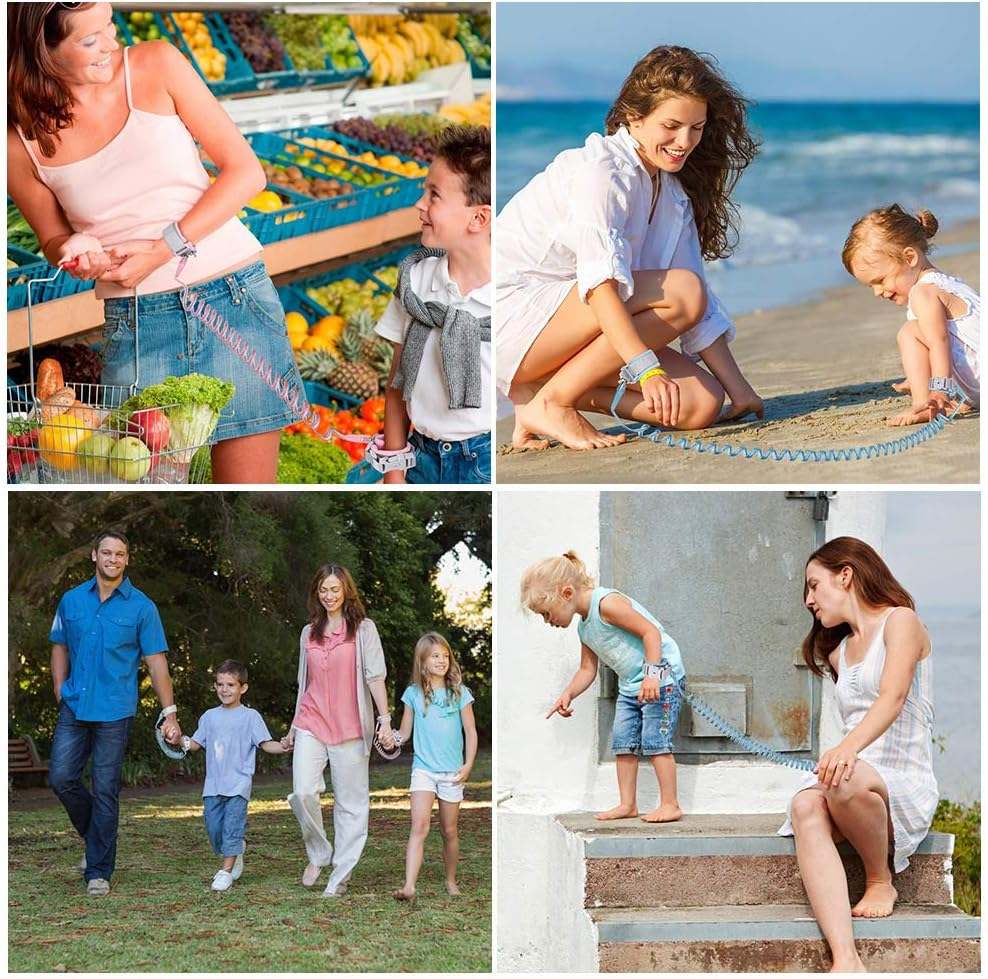 2Pcs anti Lost Wrist Link with Key Lock for Kids, Pink and Blue image number 3