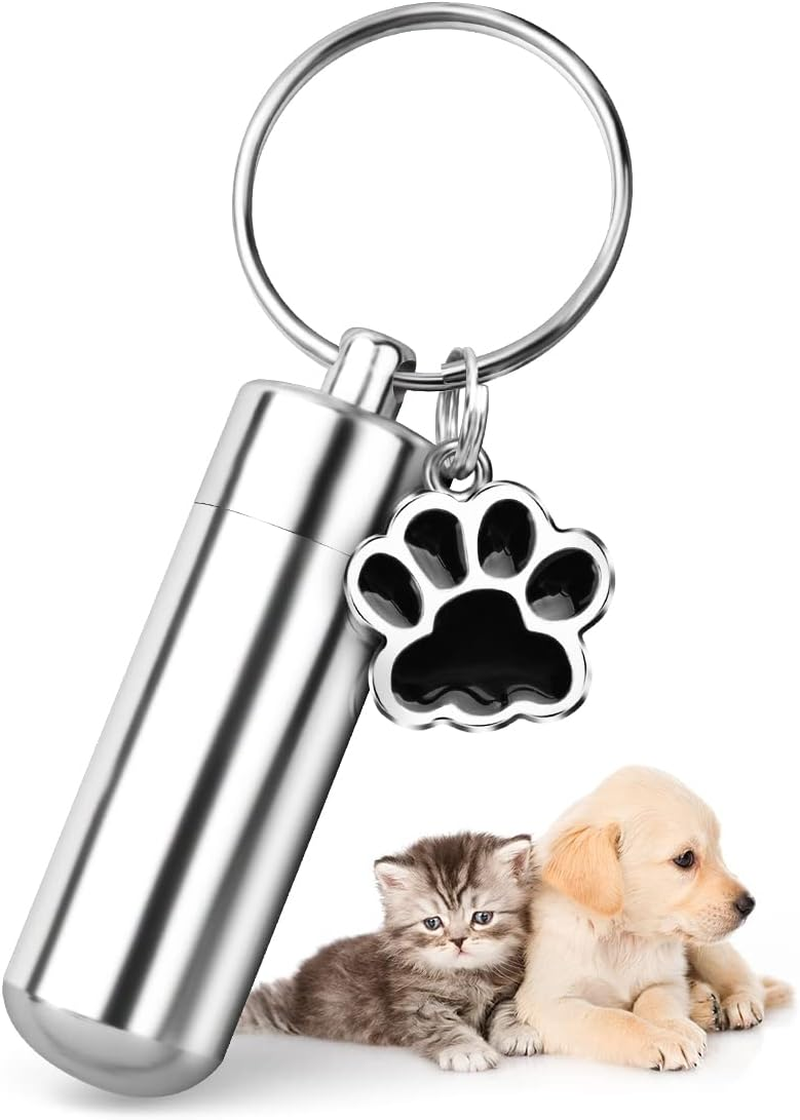 Chunlongfour Waterproof Cremation Pet Urns Keychain for Dogs Ashes, Cylinder Cat Dog Urn for Pet Ashes Cremation Keepsake Memorial Ashes Jewelry Pend