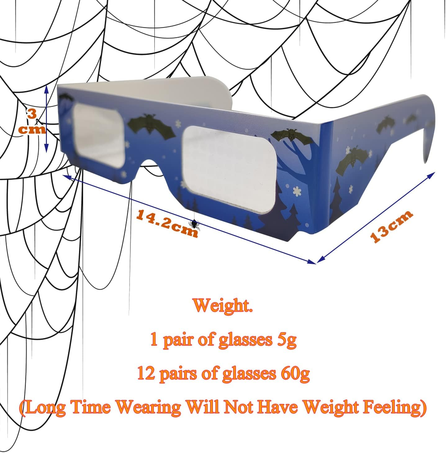 3D Halloween Glasses-12 Pack Holiday Specs Hologram Holiday Images Turn Holiday Lights into Magical Images -Pumpkins, Skeletons, Bats,Witches (12 Pairs) image number 1