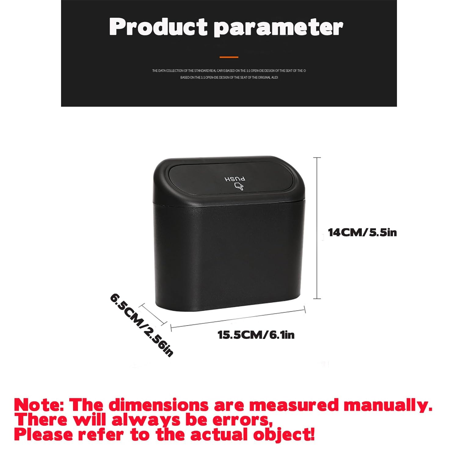 Car Trash Can Bin with Lid & 90PCS Trash Bags Small Car Garbage Can Leakproof Mini Car Accessories Trash Bin Car Dustbin Organizer Container for Car Office Home image number 1