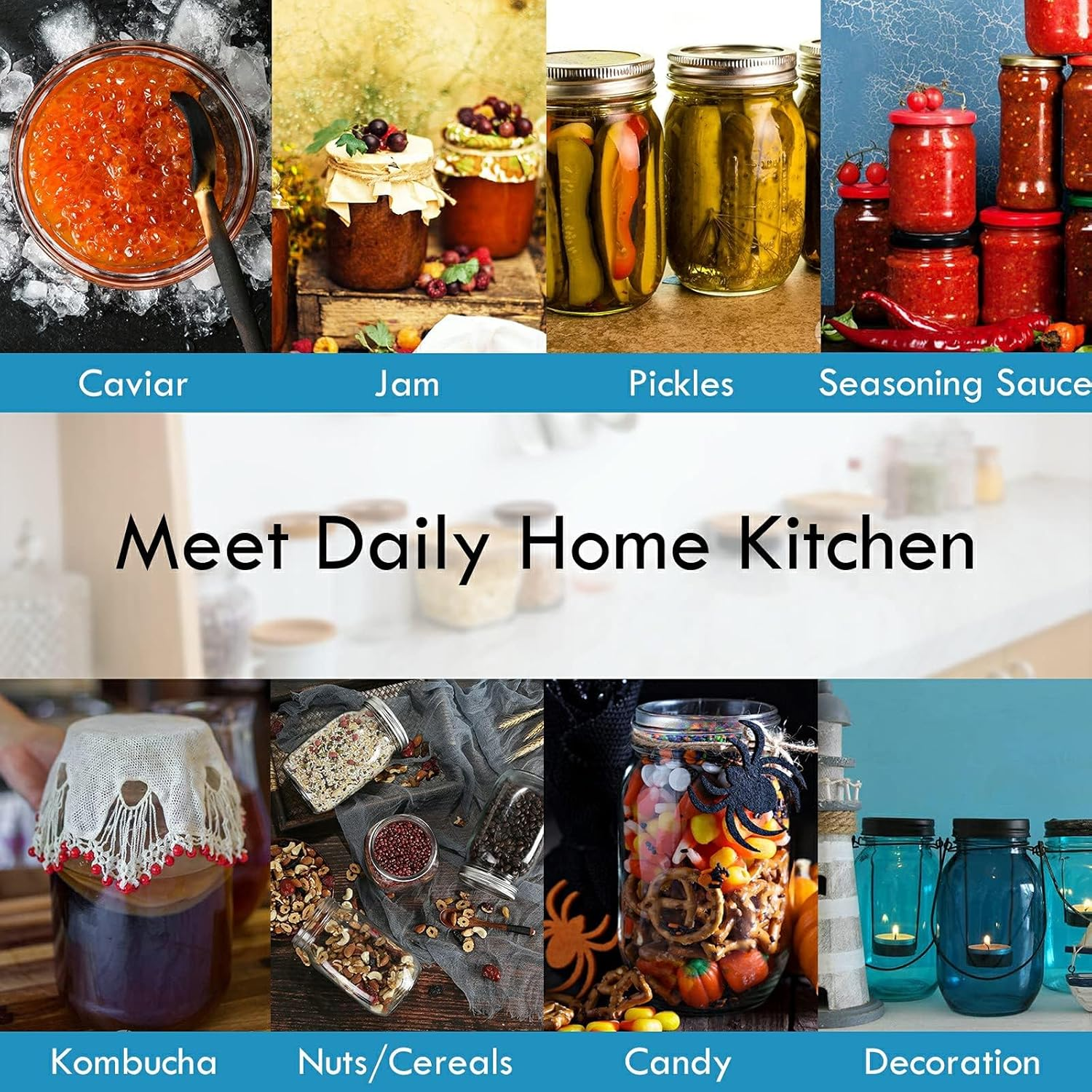 12 Pack 500Ml Mason Jars with Airtight Lids and Bands Glass Canning Jars Ideal for Preserving, Jam, Honey, Jelly, Wedding Favors, Shower Favors, Sauces, DIY Spice Jars, Salad (12) image number 3