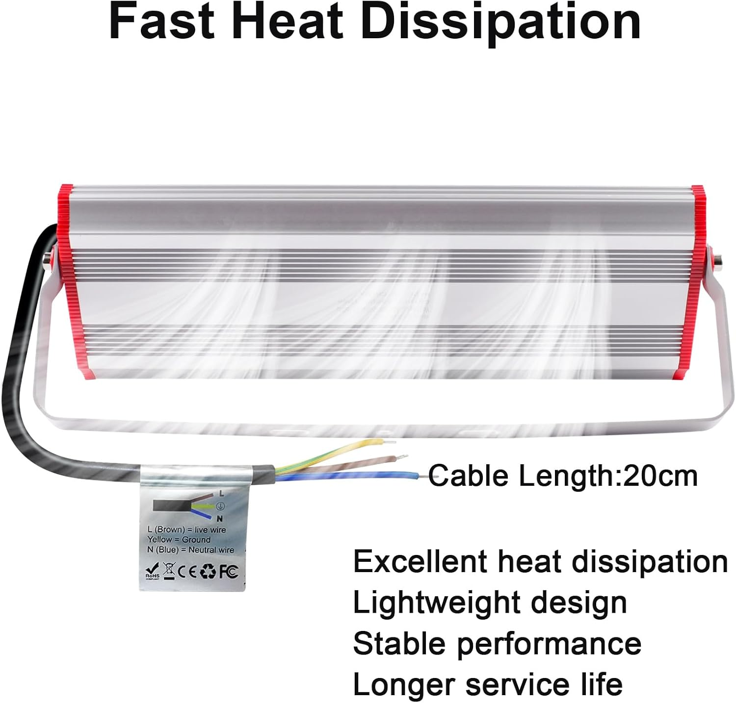 LED Flood Light Outdoor 200W 20000LM, 2 Pack IP66 Waterproof LED Work Light 6500K Cool White Floodlight Spotlights, Security Light for Warehouse Garden Garage Sports Field Yard image number 5